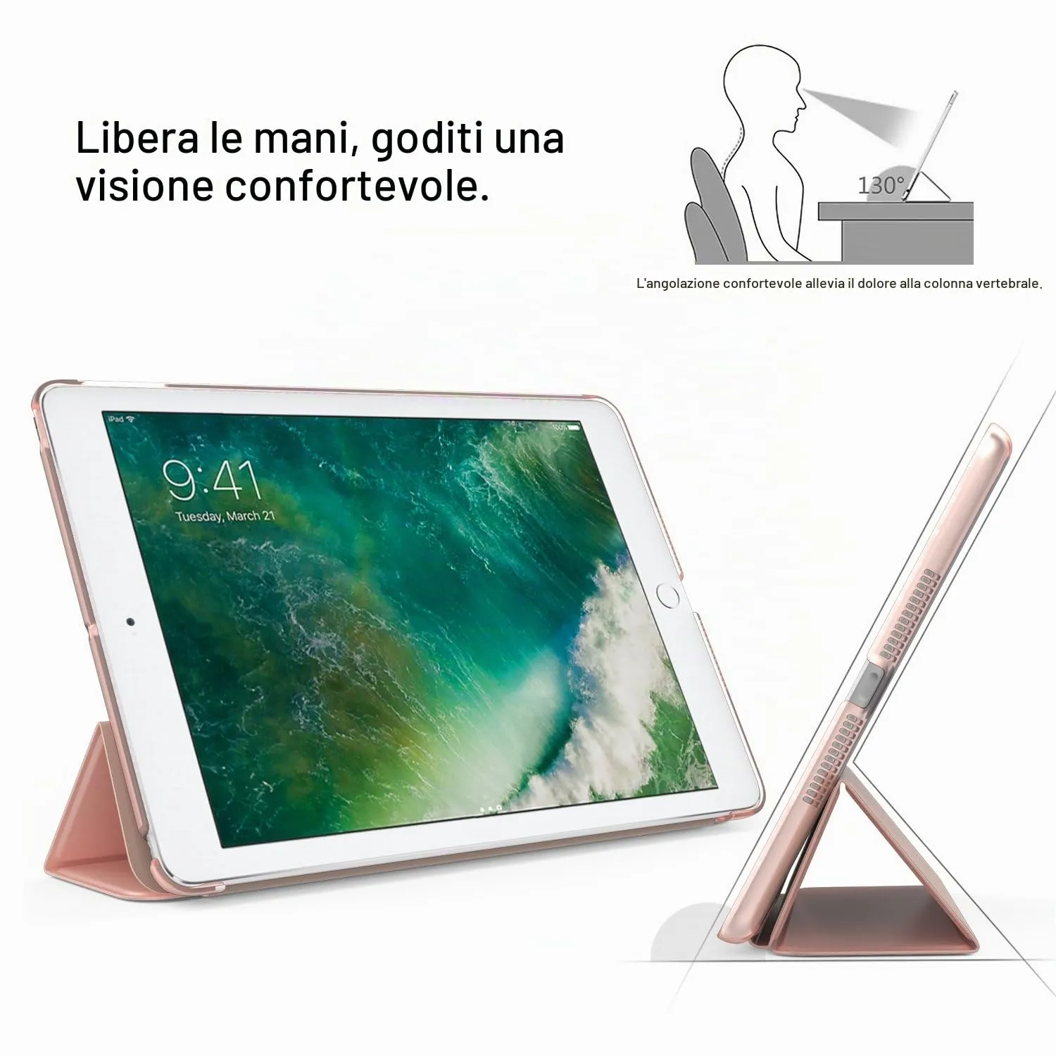 MoKo cover iPad 9.7 2017-2018 oro rosa sottile