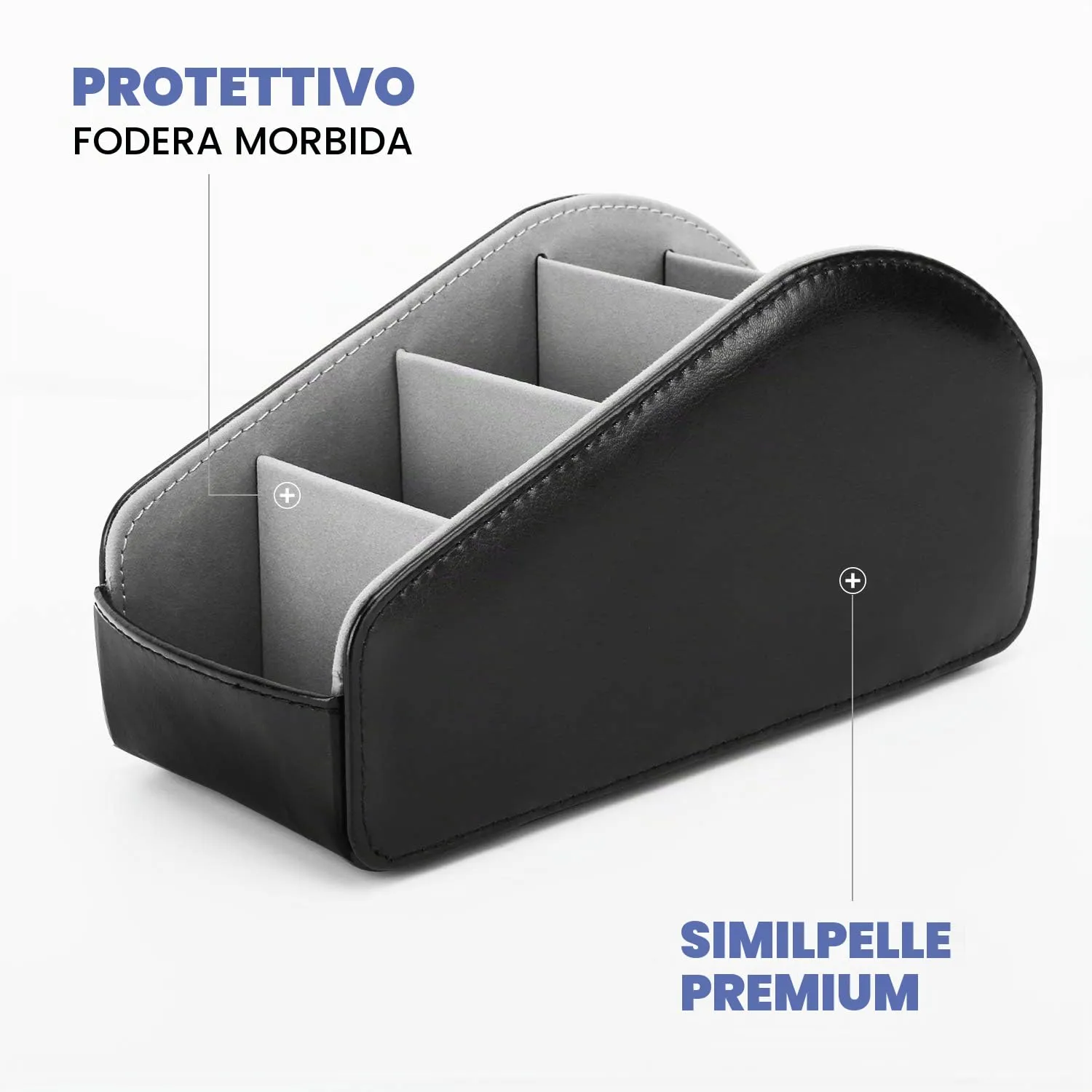 MoKo Porta Telecomandi Pelle Nero 5 Scomparti Antiscivolo