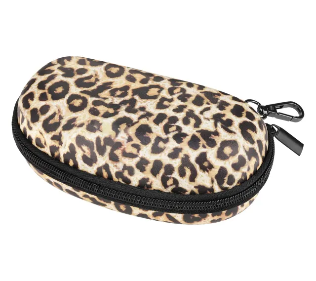 MoKo Custodia Occhiali Pelle con Zip Leopardo Universale