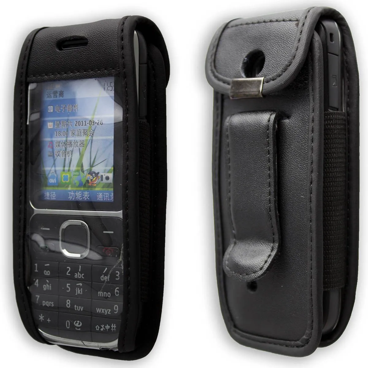 caseroxx Nokia C2-01 custodia cintura nera vera pelle