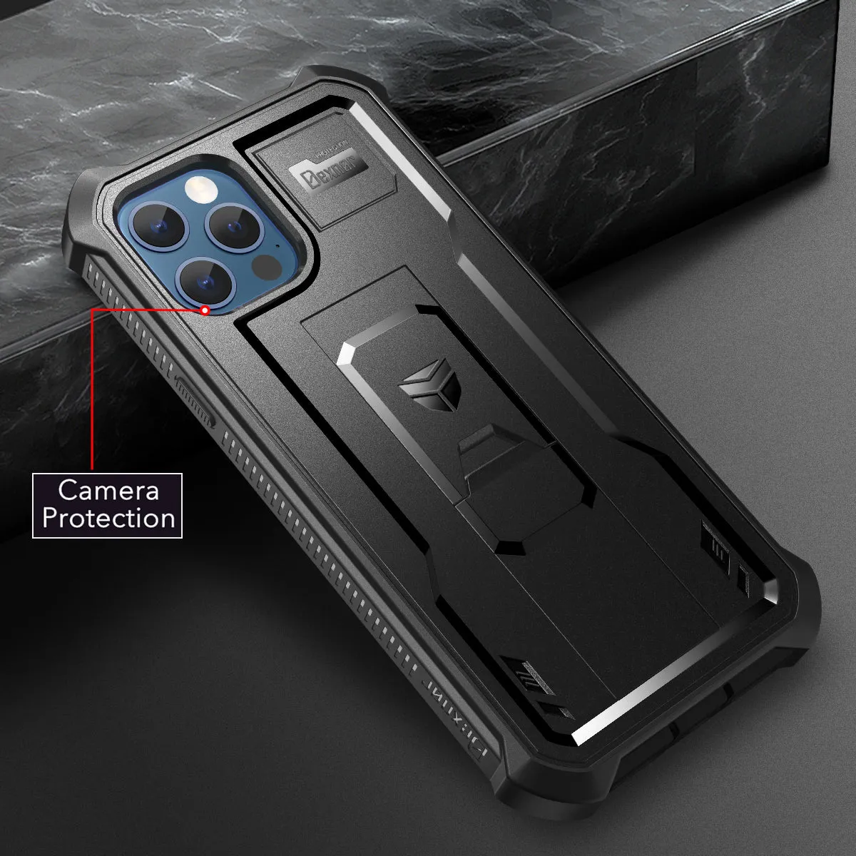 Dexnor Cover iPhone 12 Pro Max Nera Antishock con Stand