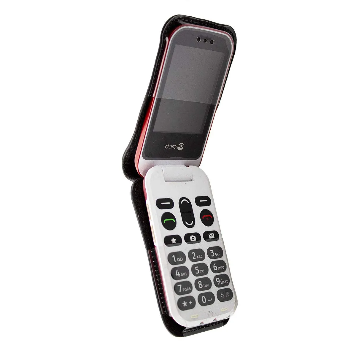 caseroxx Doro 6060 custodia cintura pelle nera finestra