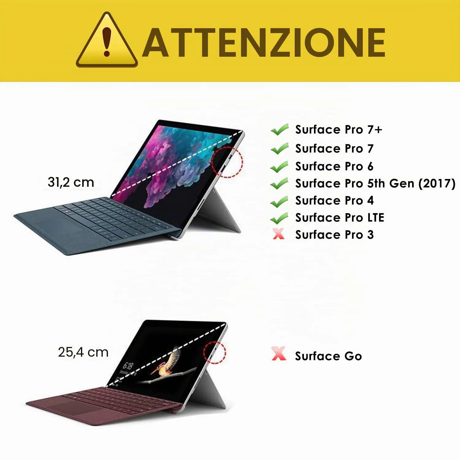 MoKo Cover Surface Pro 7+/7/6/5/4 Custodia TPU Blu Cinghia