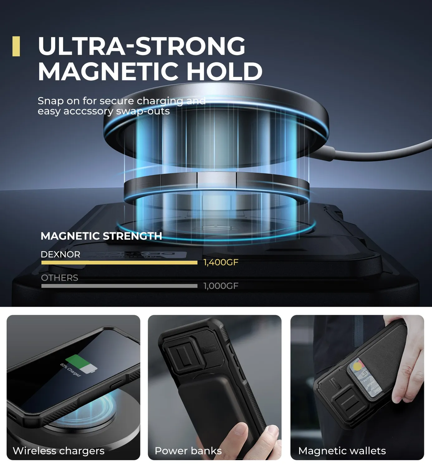 Dexnor iPhone 15 Pro cover privacy MagSafe nera