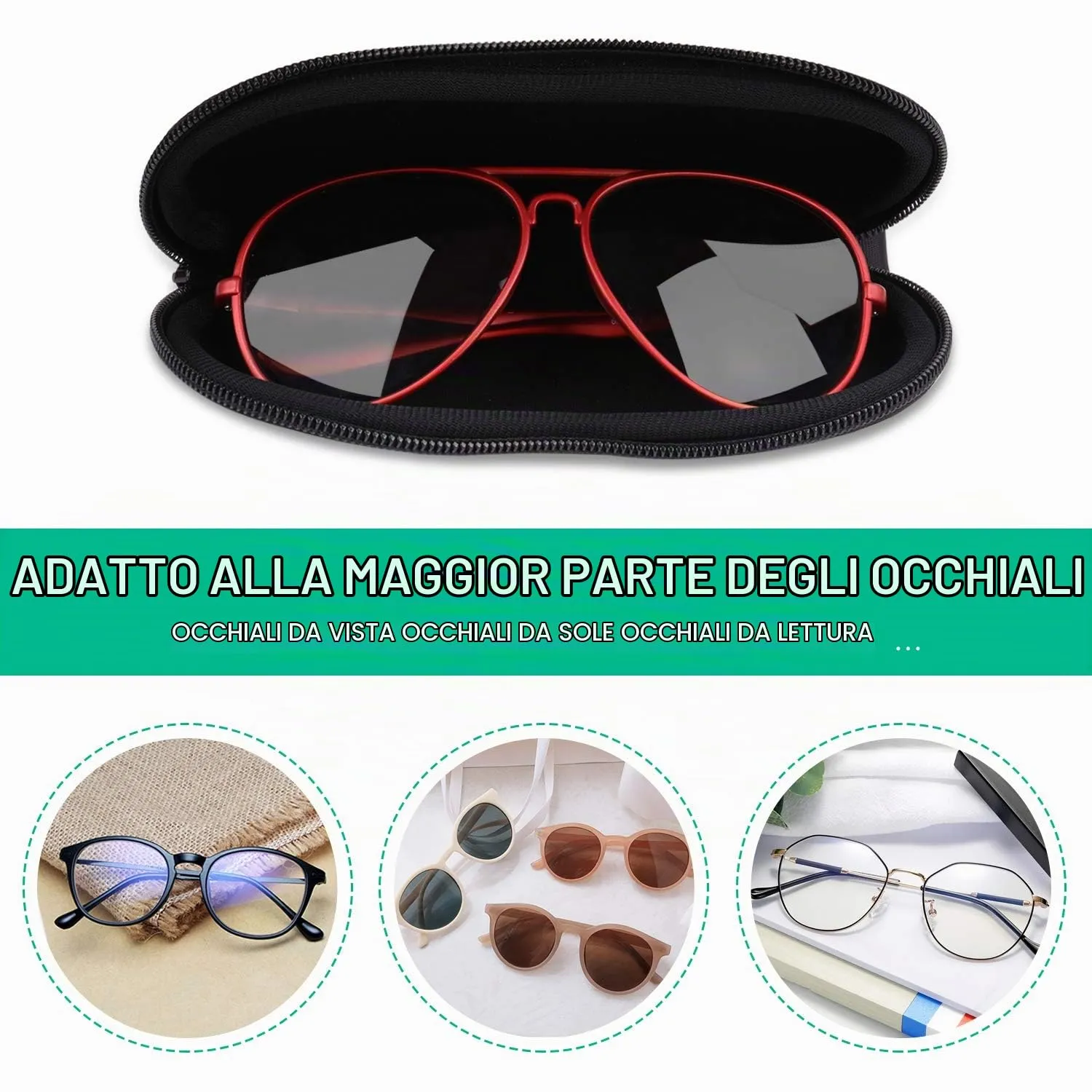 MoKo Astuccio Occhiali Neoprene Nero con Cerniera