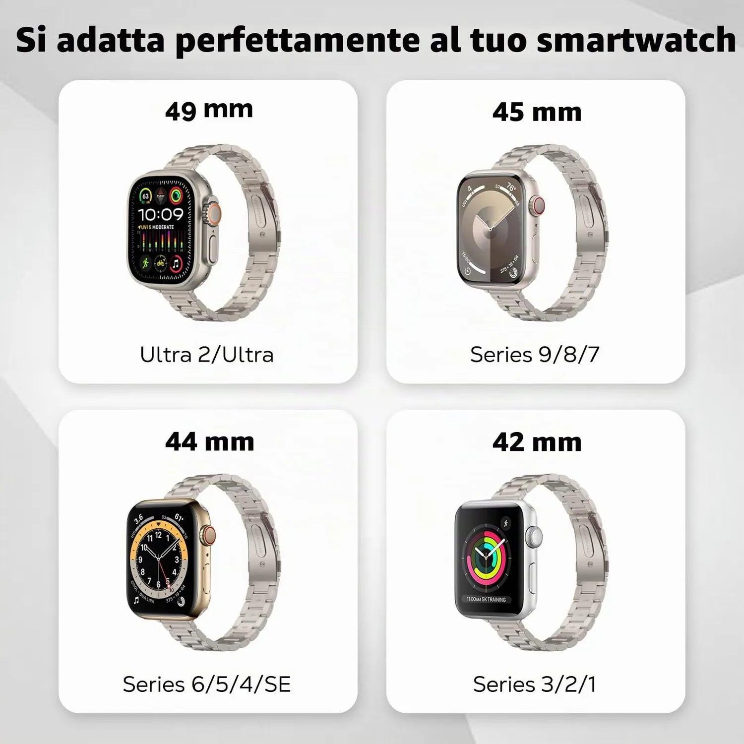 MoKo Cinturino Acciaio Sottile Apple Watch Luce delle Stelle