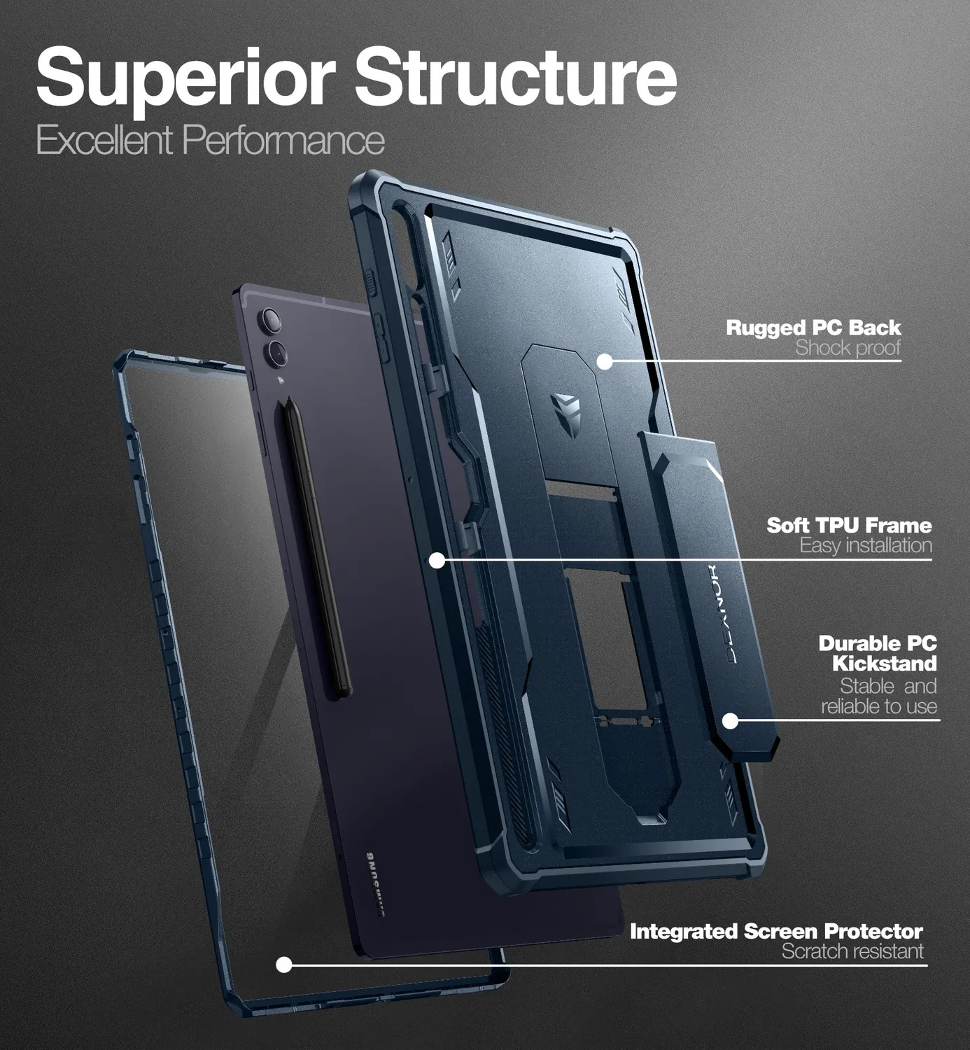 Dexnor Galaxy Tab S8 Ultra 14,6" custodia blu