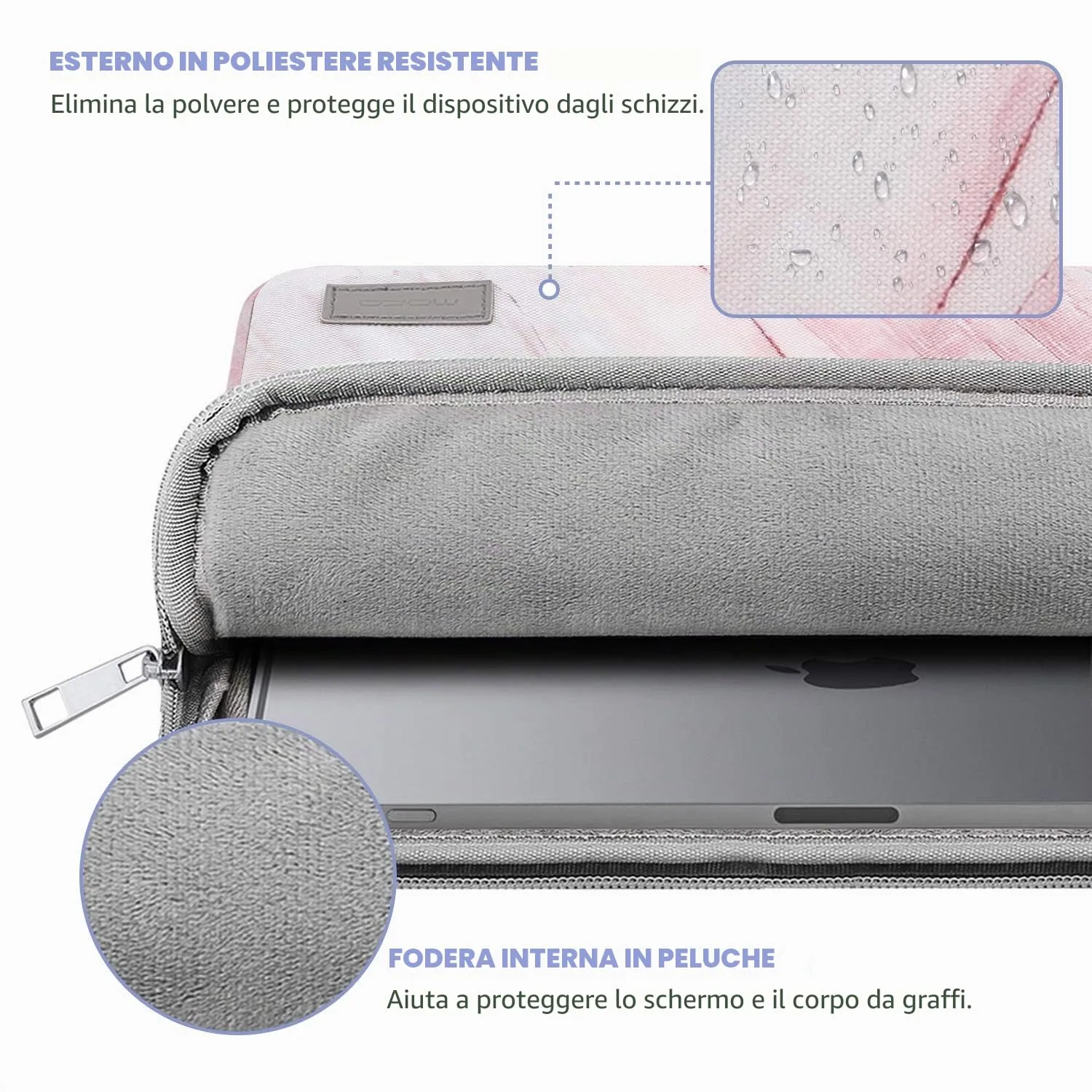 MoKo Custodia Tablet 9-11 Pollici Marmo Rosa Grigio Doppia Tasca