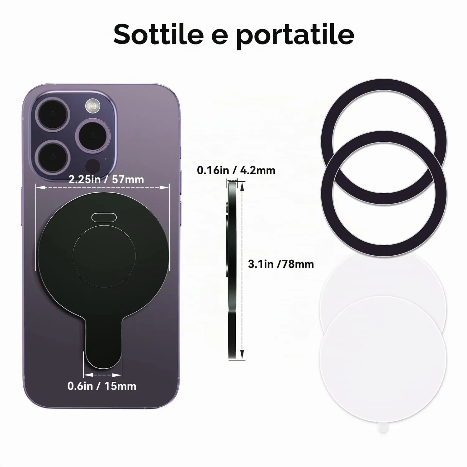 CloudValley base magnetica gimbal DJI OM telefono nero metallo