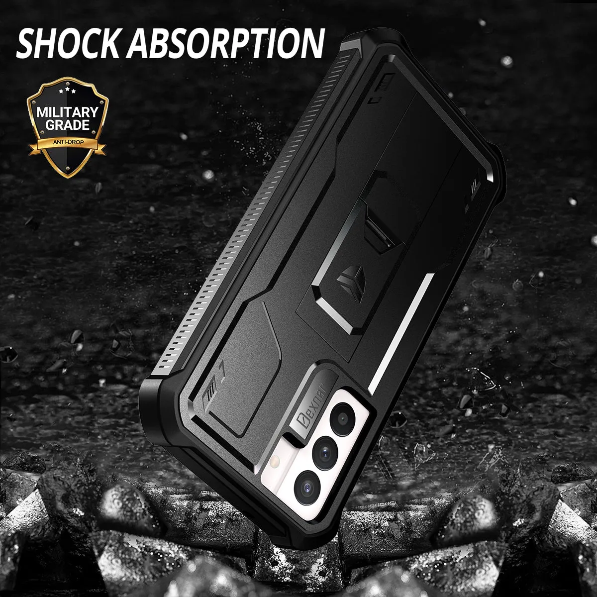 Dexnor per Galaxy S21 FE Custodia Nera corazzata stand