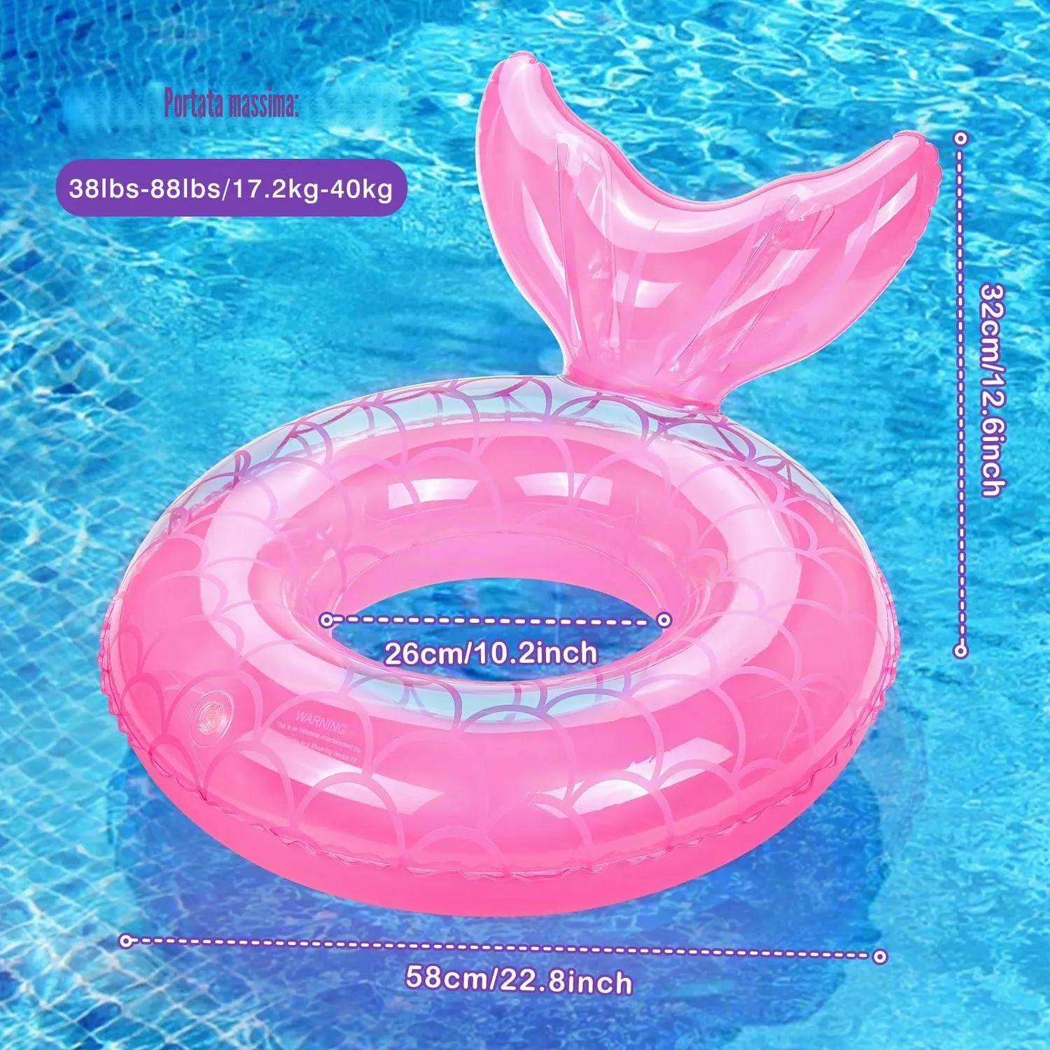 MoKo Sirena ciambella nuoto S 58cm argento gonfiabile