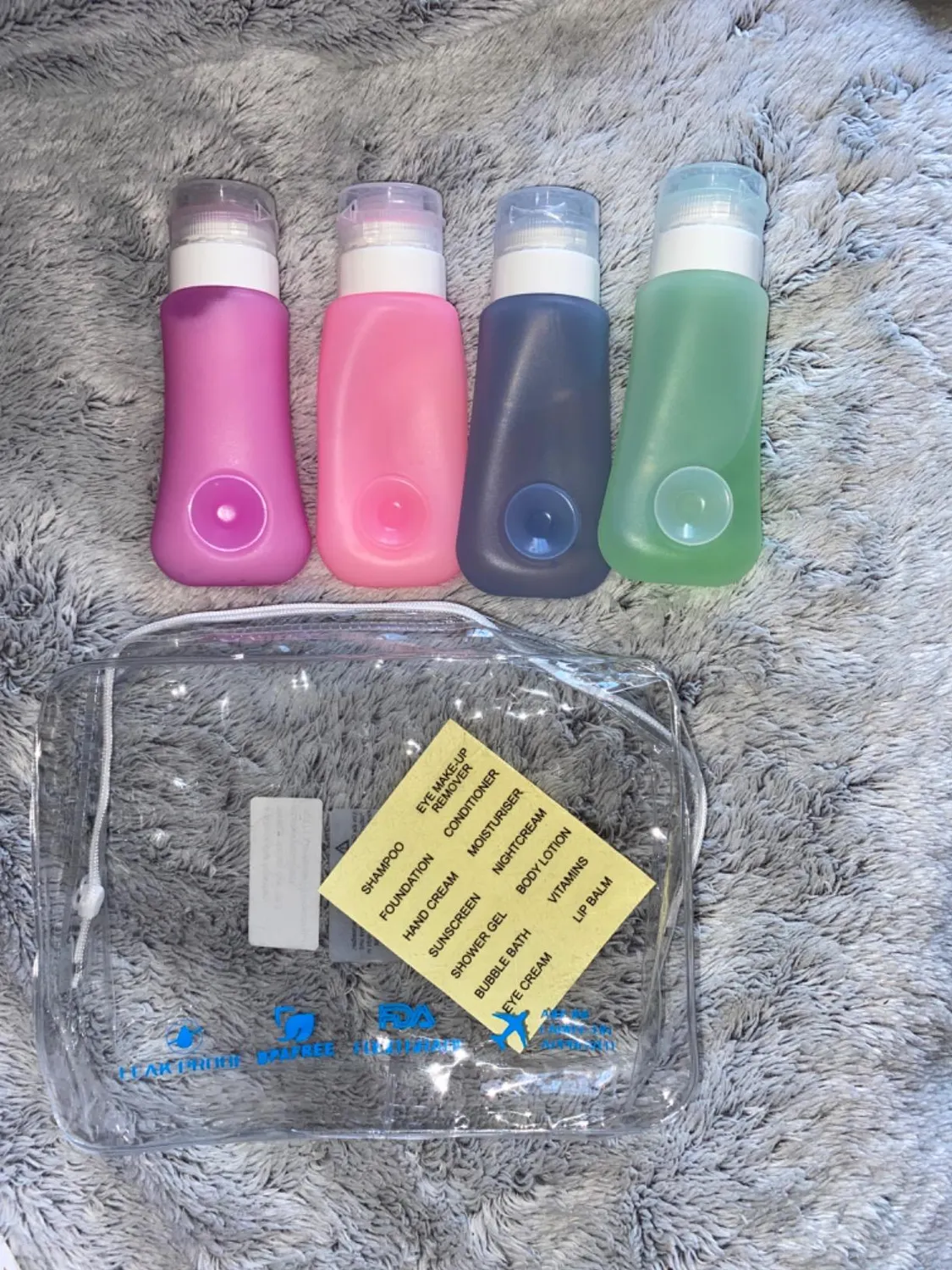 MoKo Bottiglie Viaggio Silicone 4x89ml Multicolore Spremibili