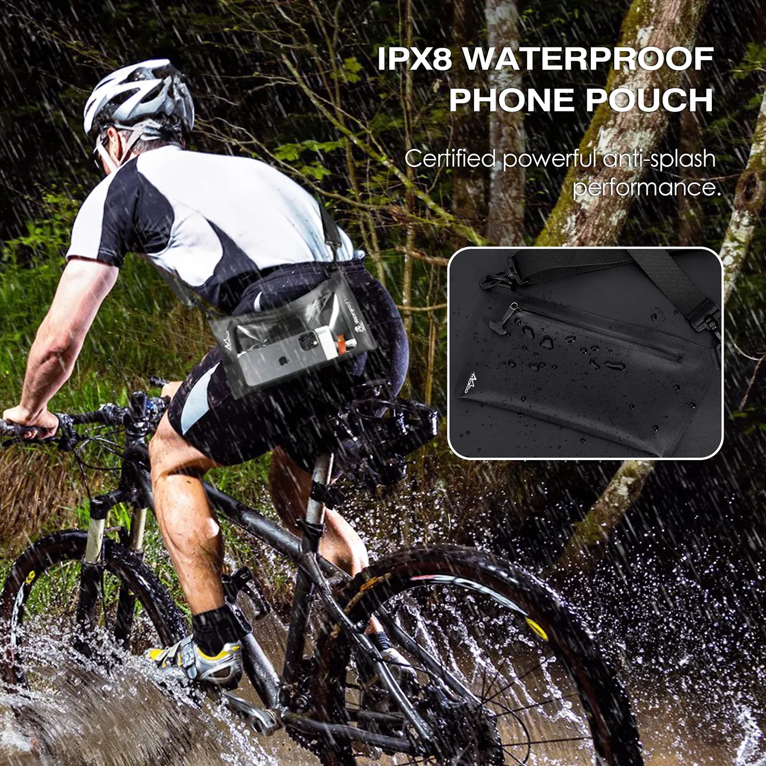 MoKo Custodia Impermeabile IPX8 Mini Nera con Tracolla