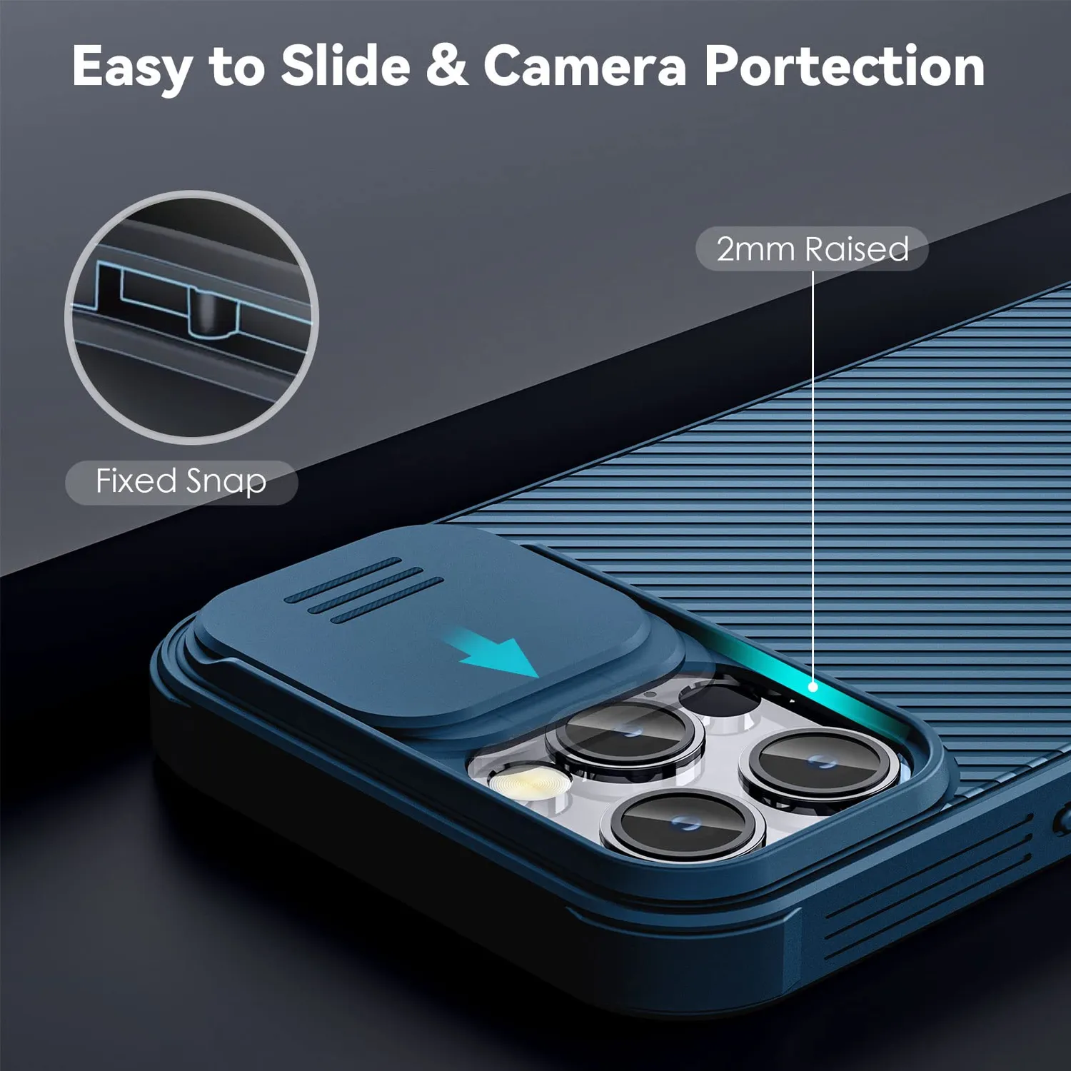 CloudValley Custodia iPhone 14 Pro Max Blu Antiurto con Coprilente