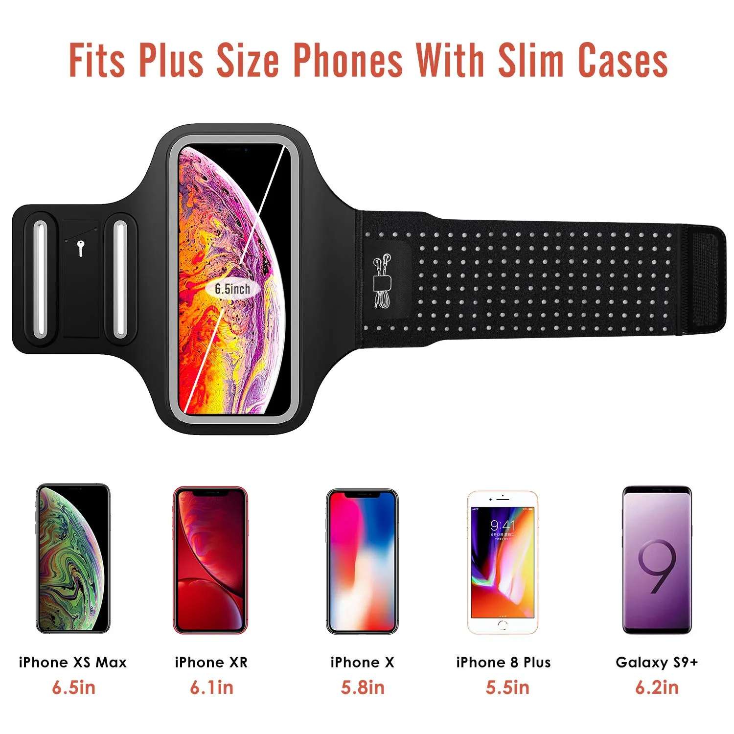 MoKo fascia braccio running smartphone 6,5 pollici nero