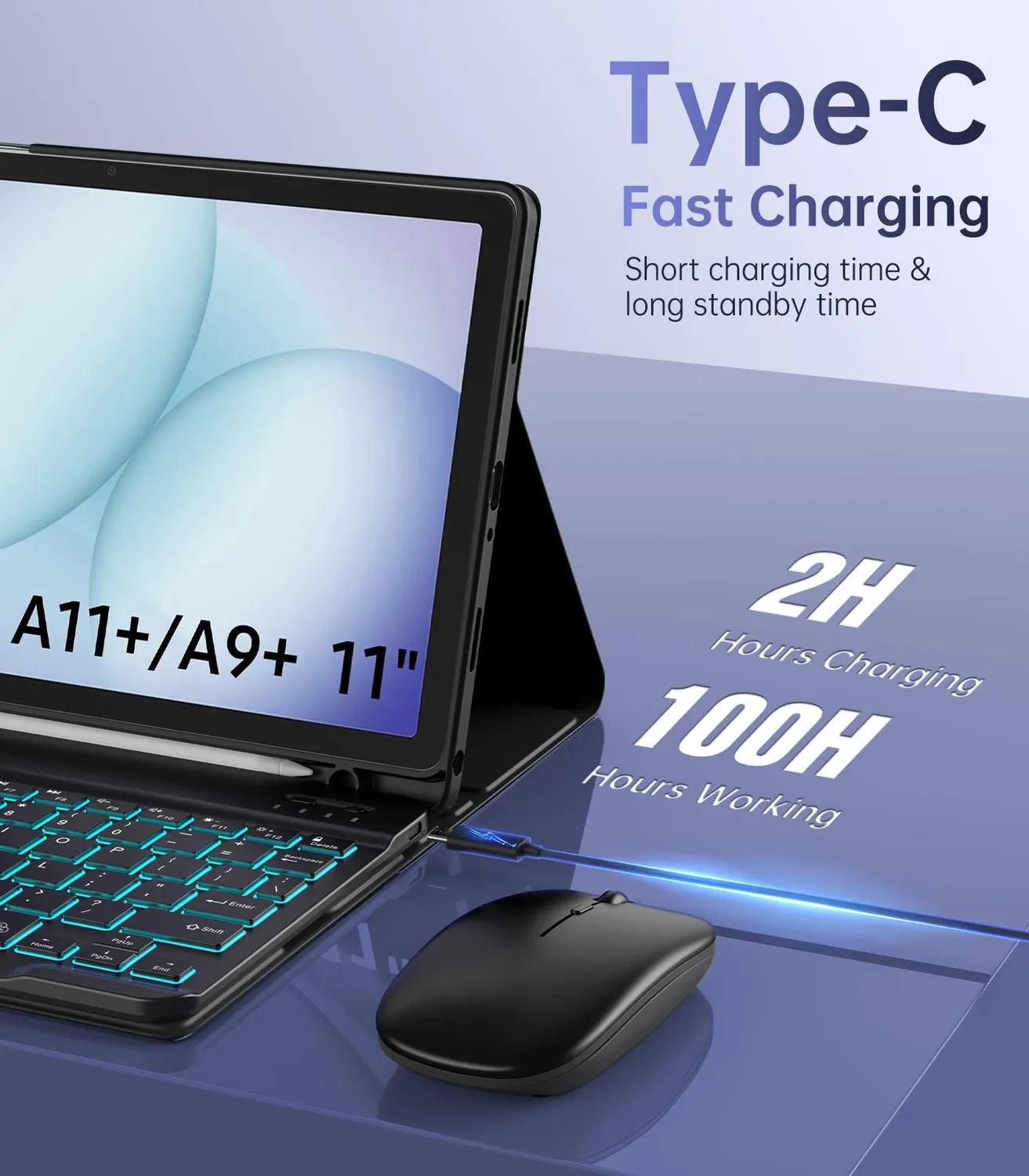MoKo Custodia Tastiera Galaxy Tab A11+ A9+ 11 Nero QWERTY