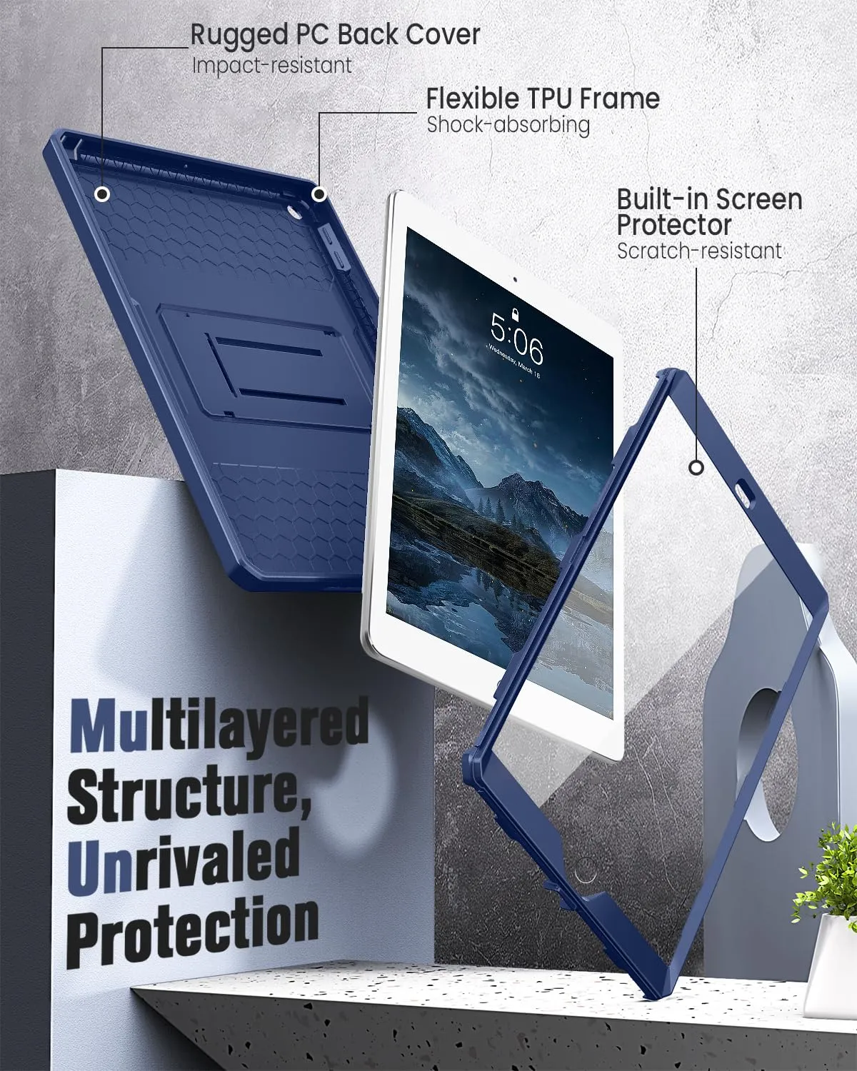 MoKo cover iPad 9.7 2018 2017 rugged denim