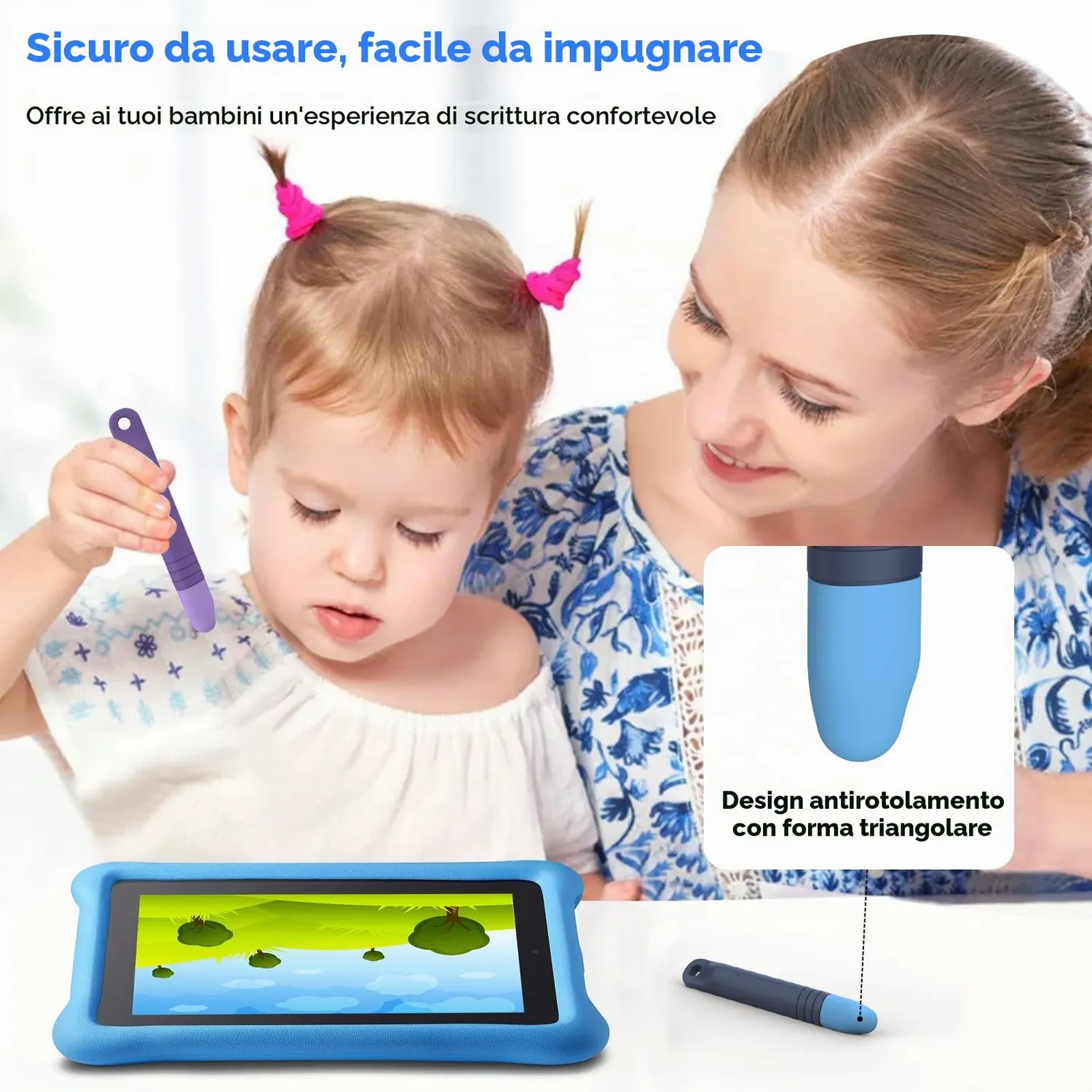 MoKo Stilo Touchscreen Bambini 2 Pezzi Blu+Viola Morbido