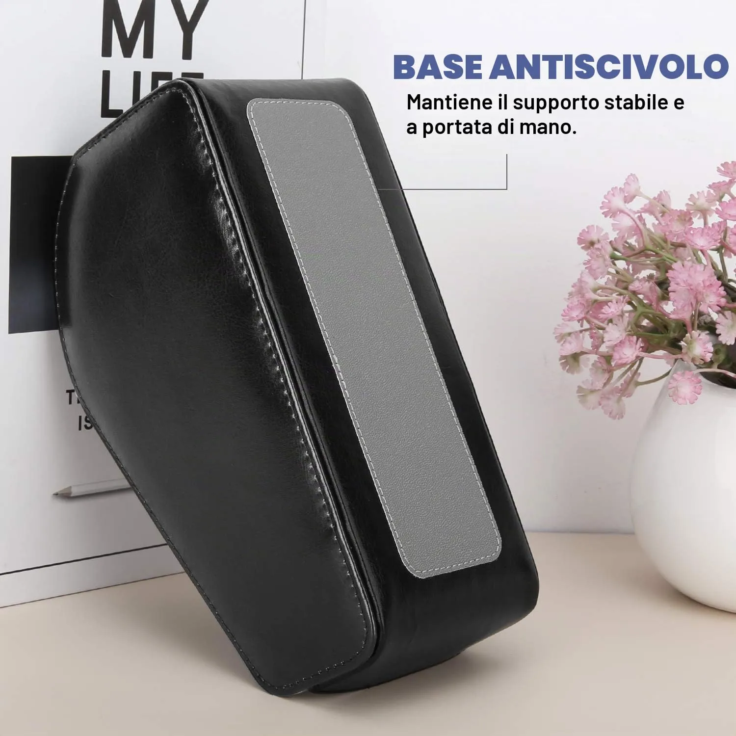 MoKo Porta Telecomandi Pelle Nero 5 Scomparti Antiscivolo