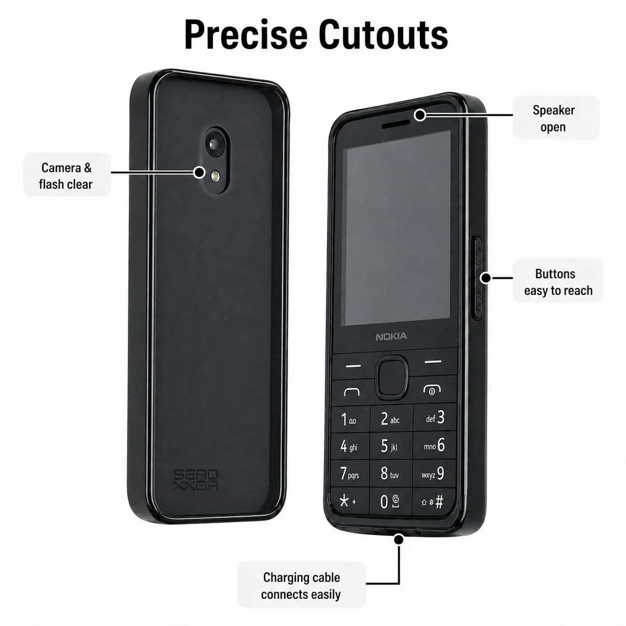caseroxx per Nokia 235 215 220 4G cover TPU nera 2024