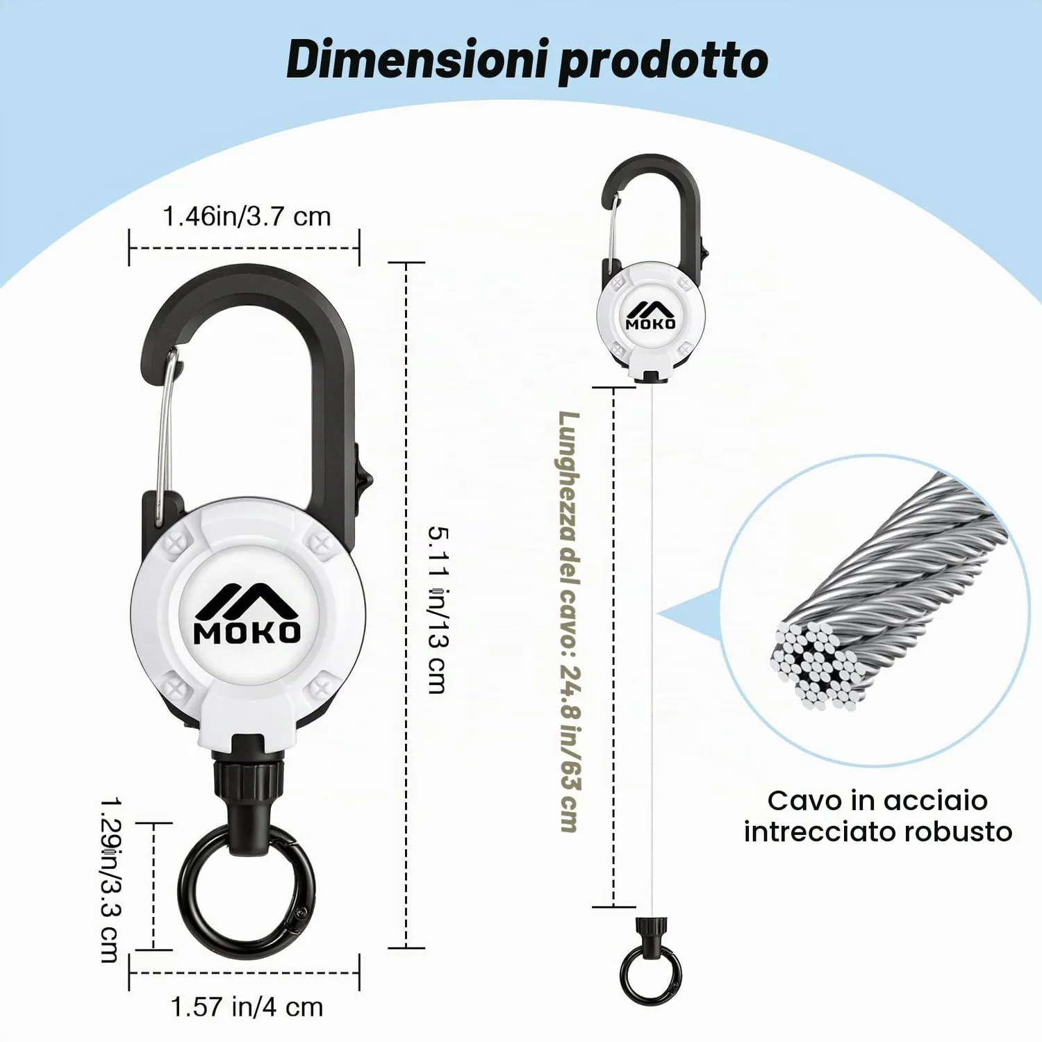 MoKo laccetto telefono antifurto acciaio retrattile bloccabile