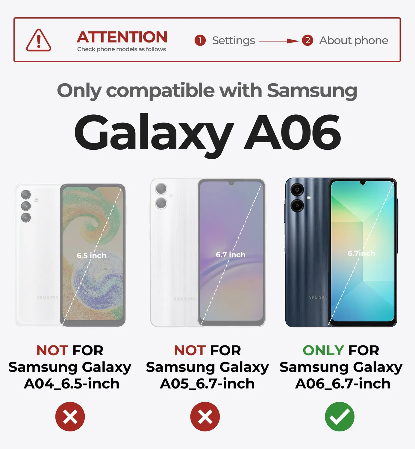 Dexnor Galaxy A06 cover nera shockproof con 2 frame