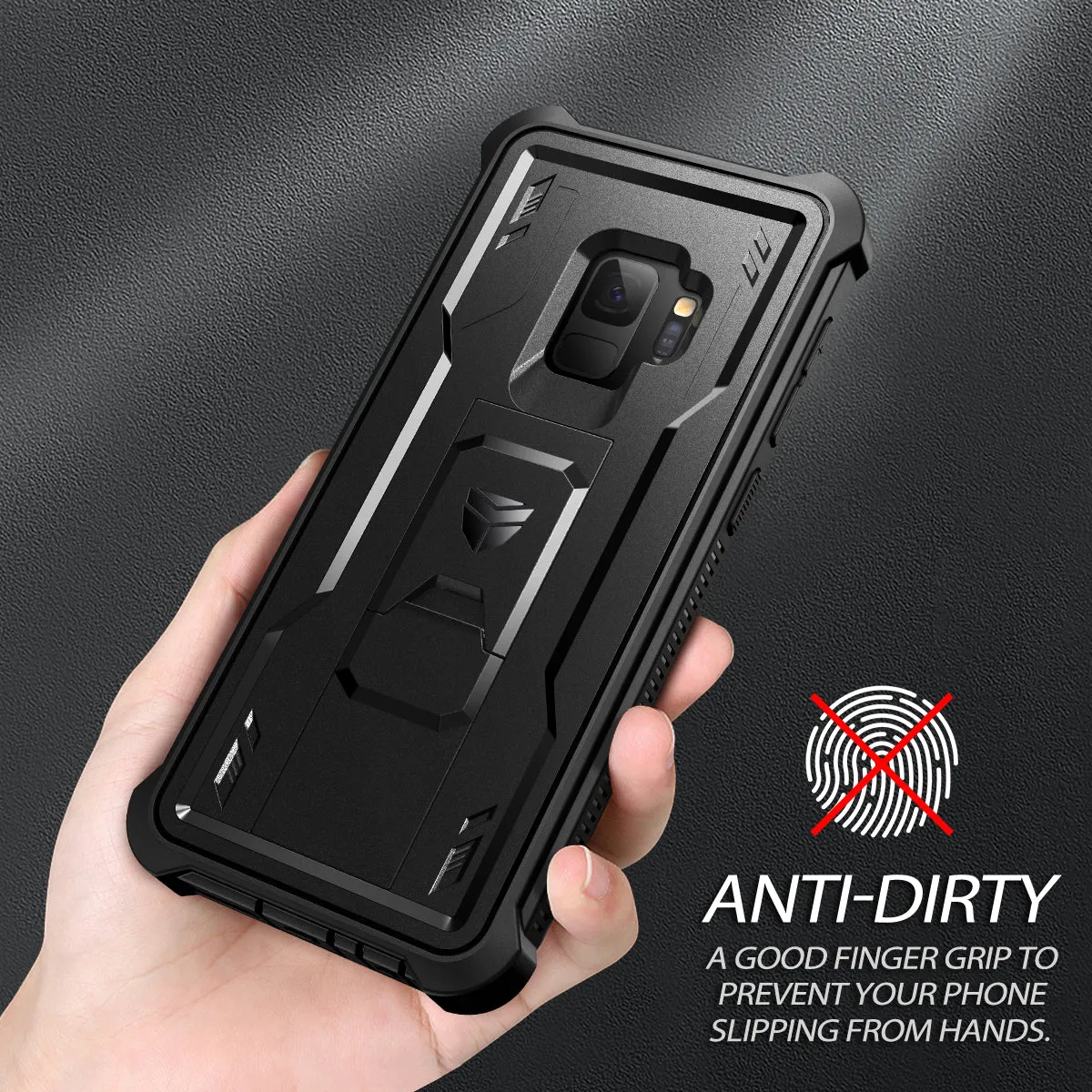 Dexnor Cover Galaxy S9 Nera Antishock con Stand e Vetro