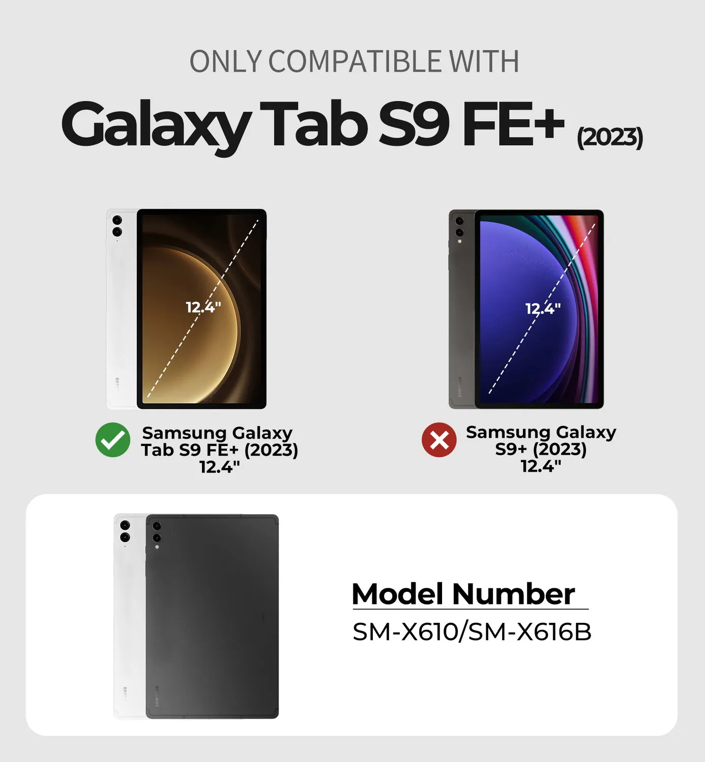 Dexnor Galaxy Tab S9 FE Plus 12.4 custodia tablet nera 360°