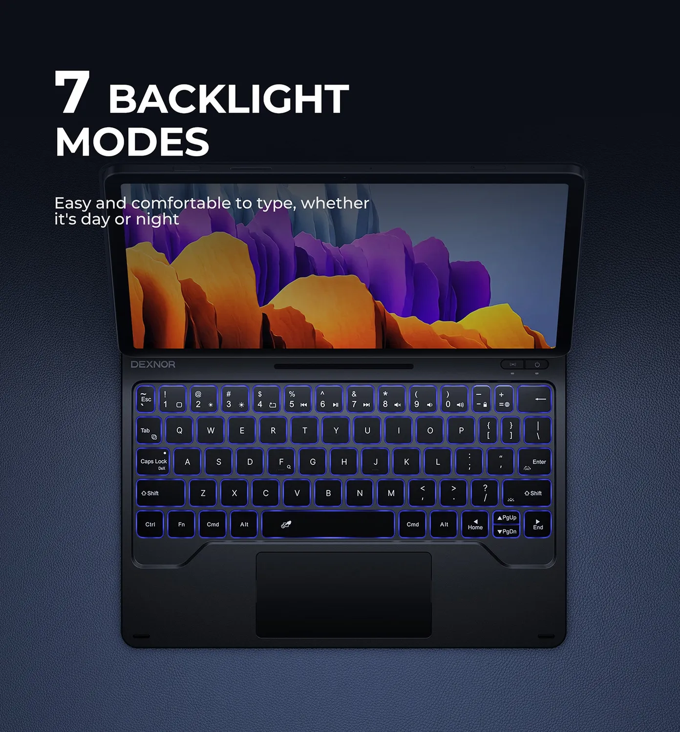 Dexnor Galaxy Tab S8 11 custodia con tastiera nera retroilluminata