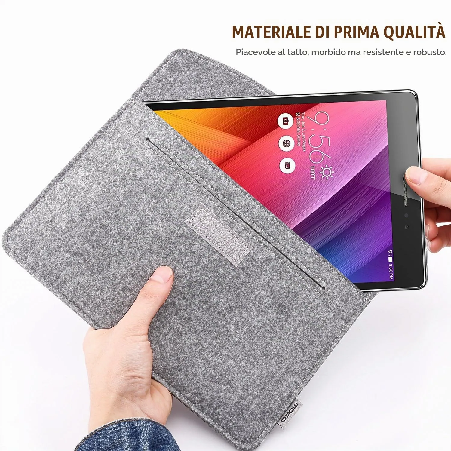 MoKo custodia sleeve feltro tablet 7-8 pollici grigio chiaro antiurto