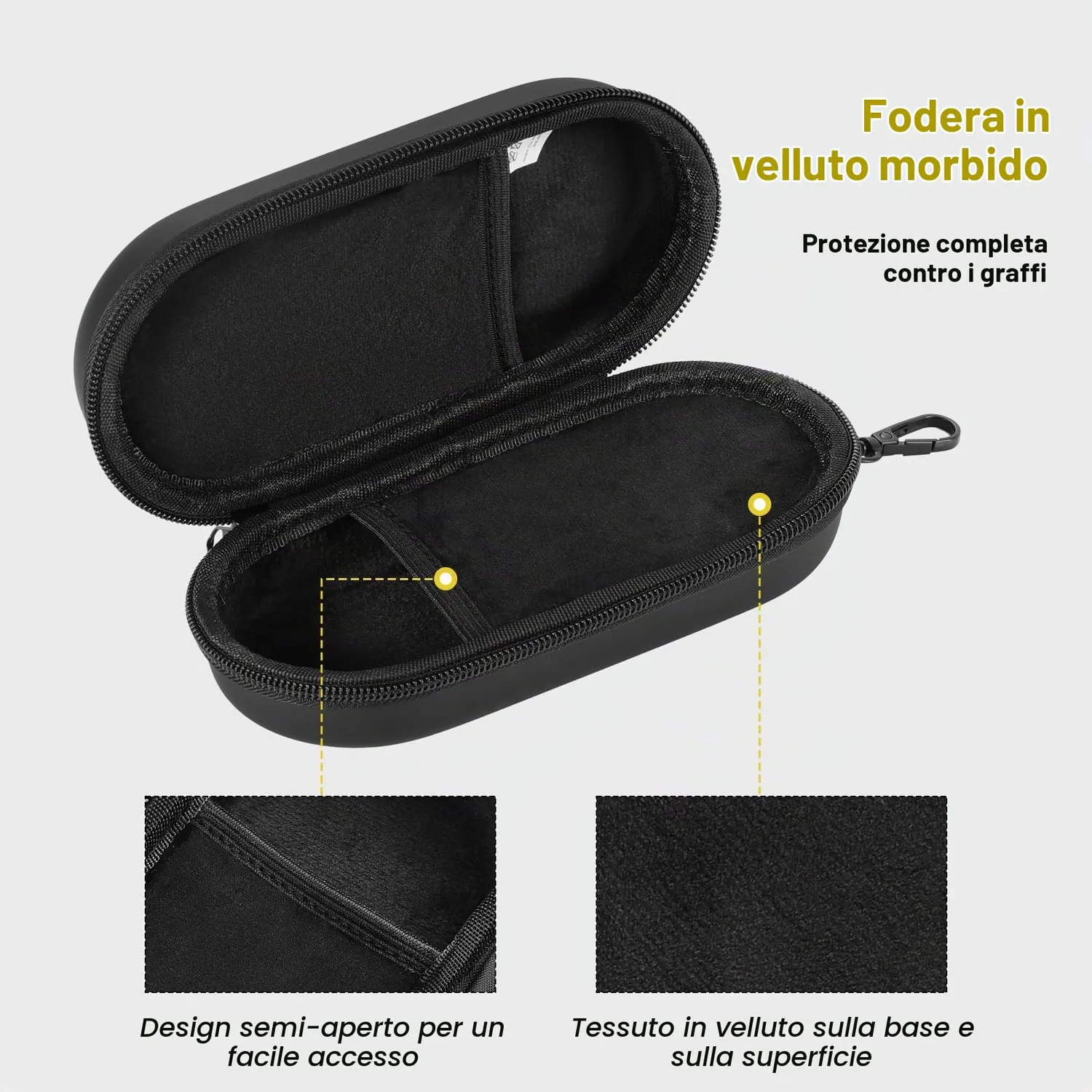 MoKo doppia custodia occhiali rigida zip nera