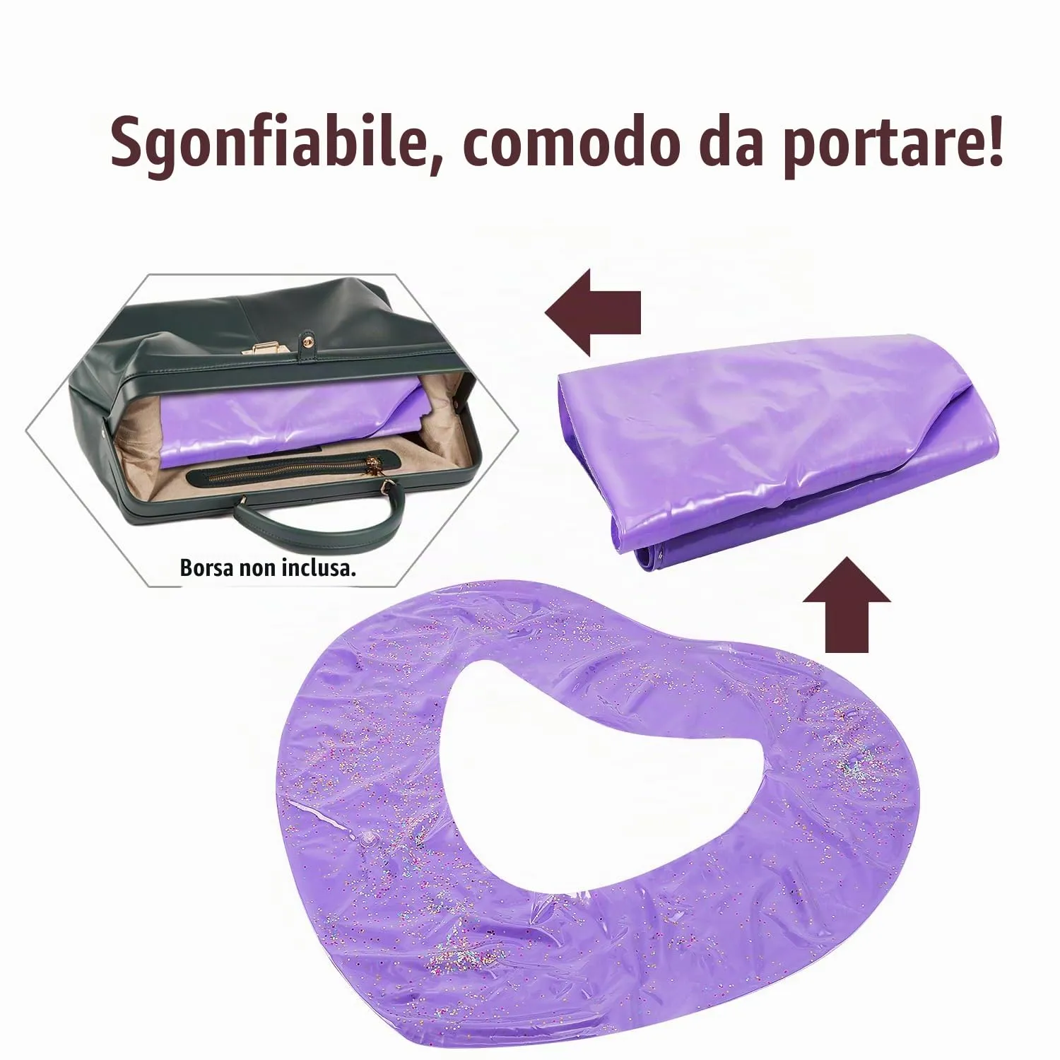 MoKo ciambella cuore glitter gonfiabile PVC ecologico mare