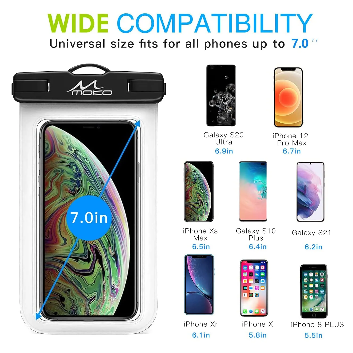 MoKo Custodia Impermeabile Telefono 2 Pezzi IPX8 fino 7 pollici