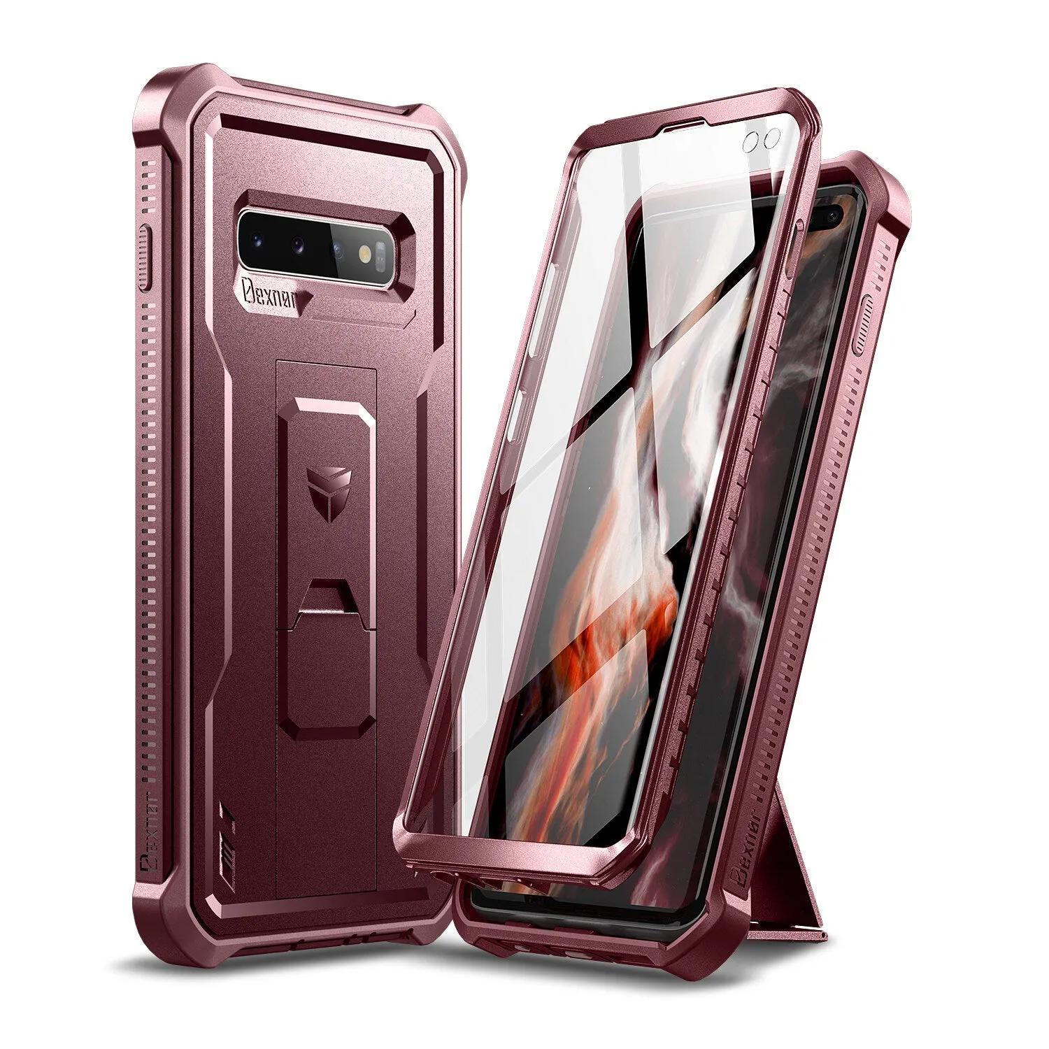 Dexnor Galaxy S10 Plus cover rugged nera con kickstand