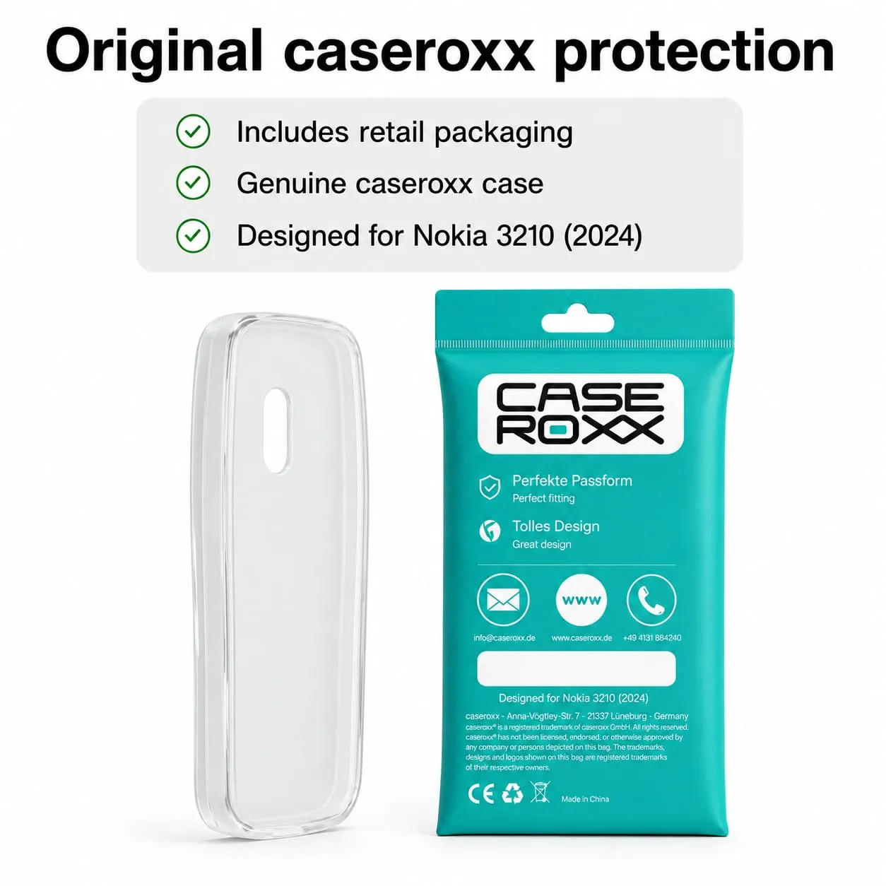 caseroxx TPU custodia Nokia 3210 2024 bianco trasparente antiurto