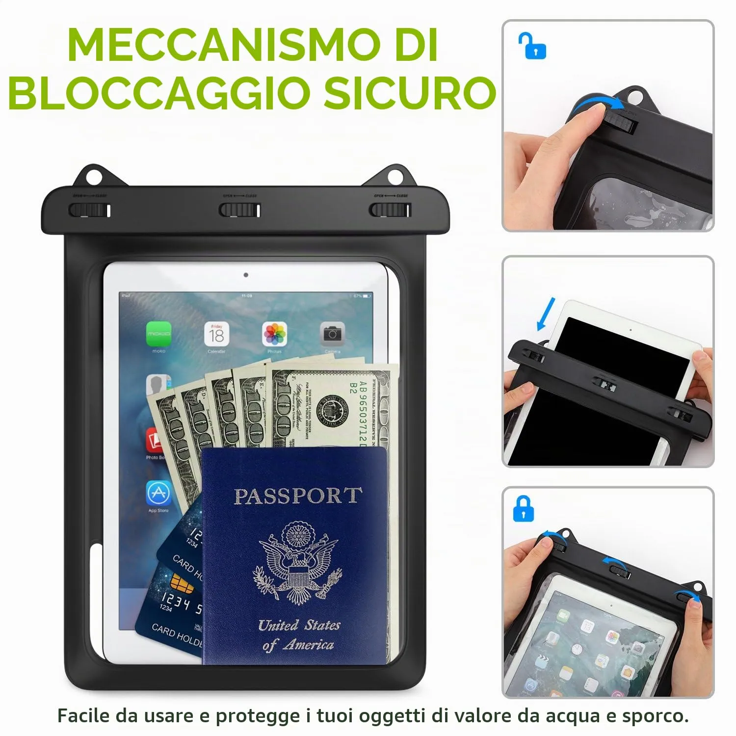 MoKo custodia impermeabile IPX8 tablet 10,2 nero