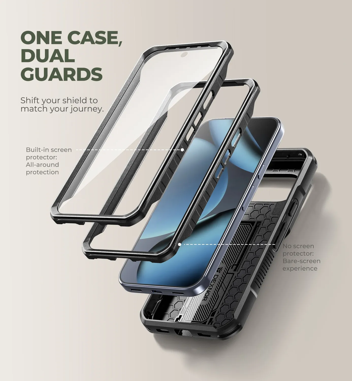 Dexnor Pixel 11 custodia rugged nera con stand