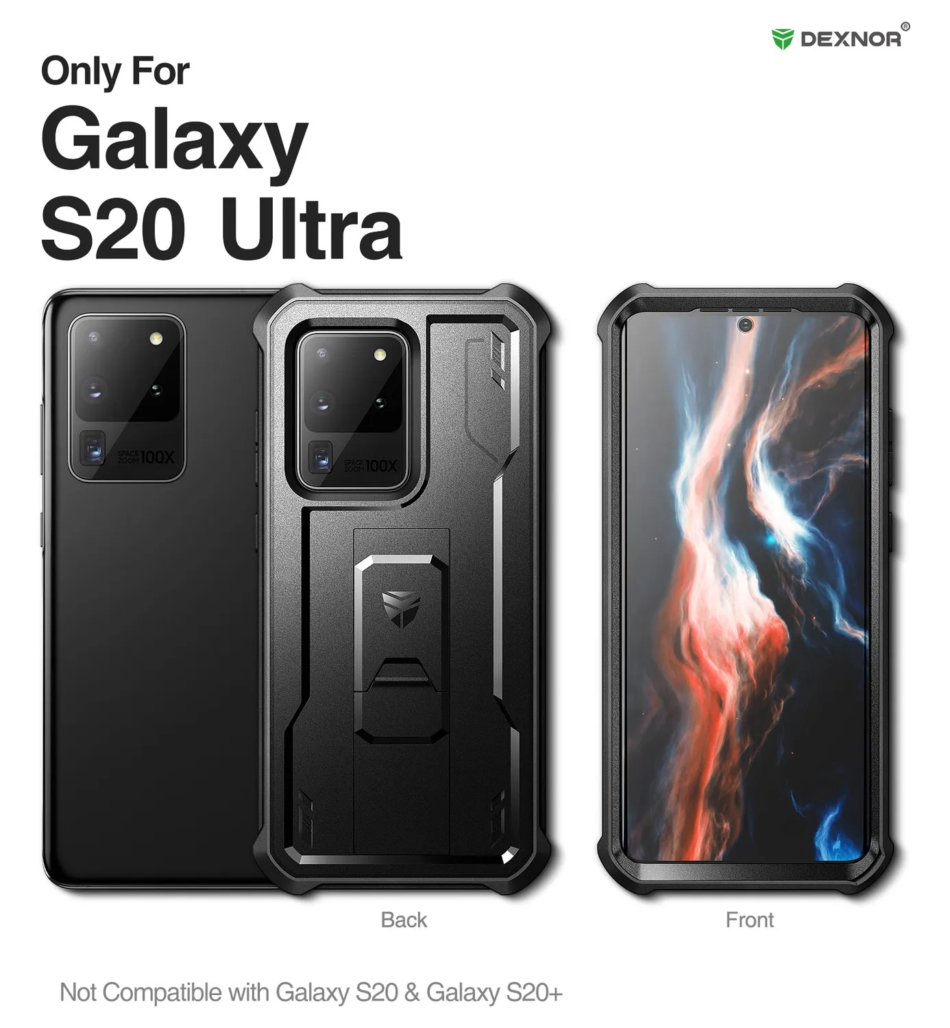 Dexnor per Galaxy S20 Ultra Custodia Nera bumper stand