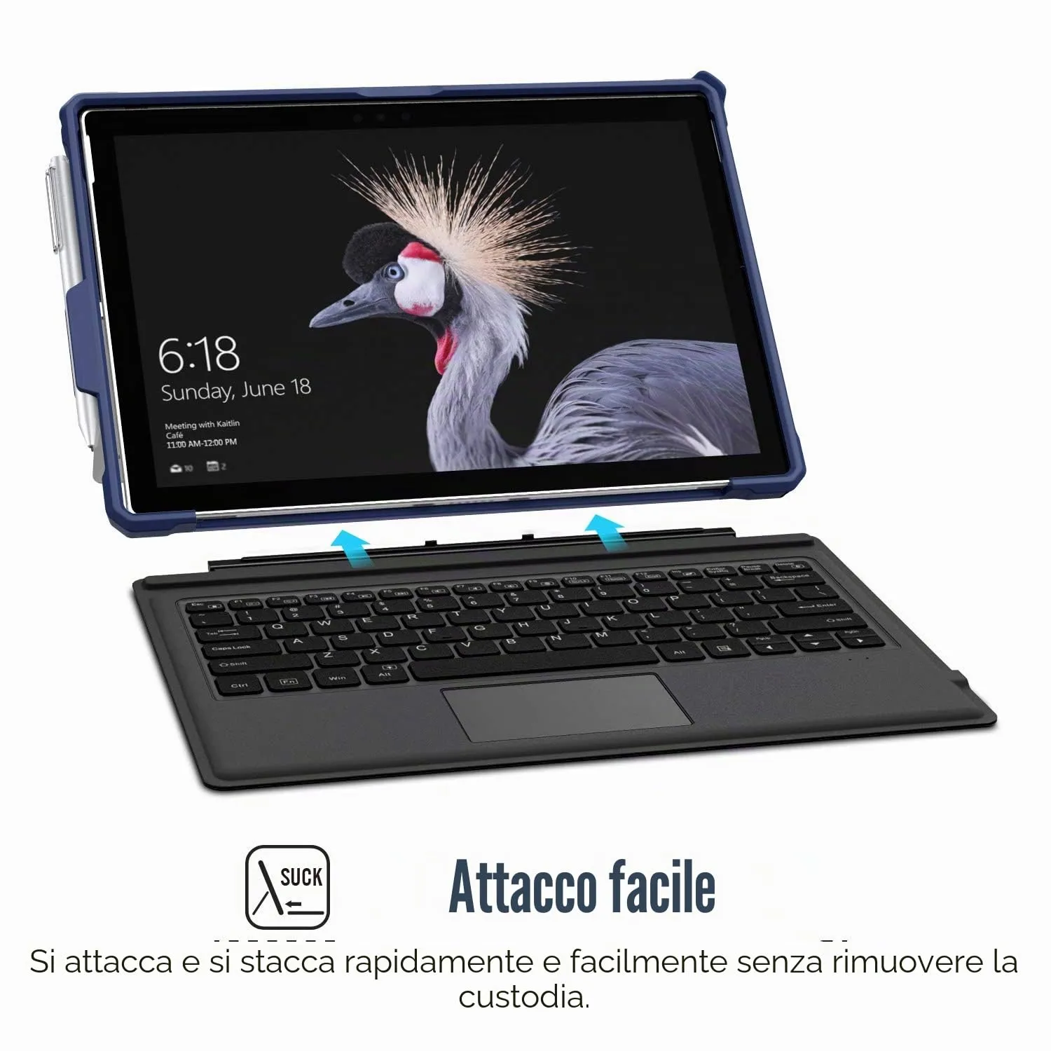 MoKo Cover Surface Pro 7+/7/6/5/4 Custodia TPU Blu Cinghia