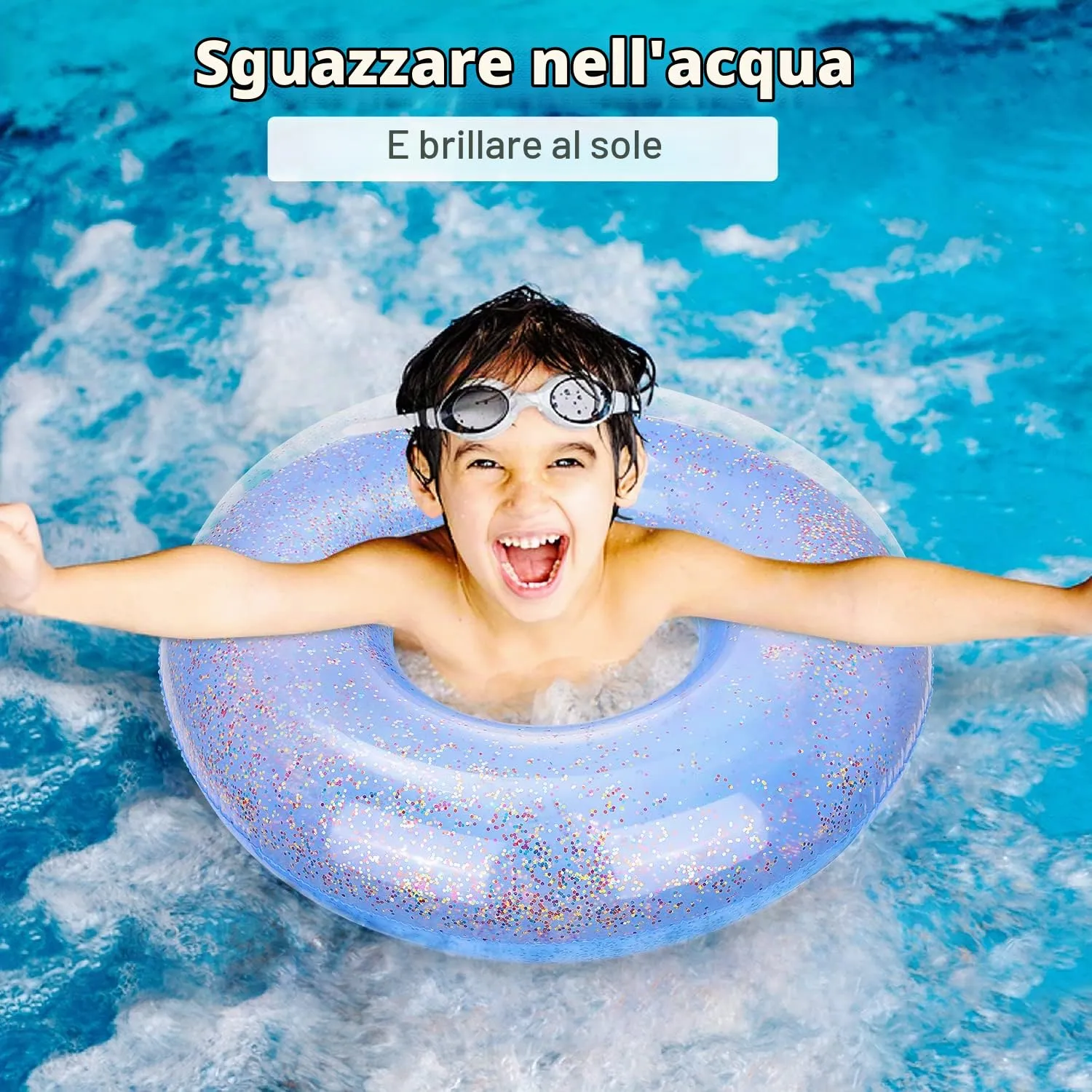 MoKo Ciambella da Nuoto Paillettes Salvagente 90 cm Glitter