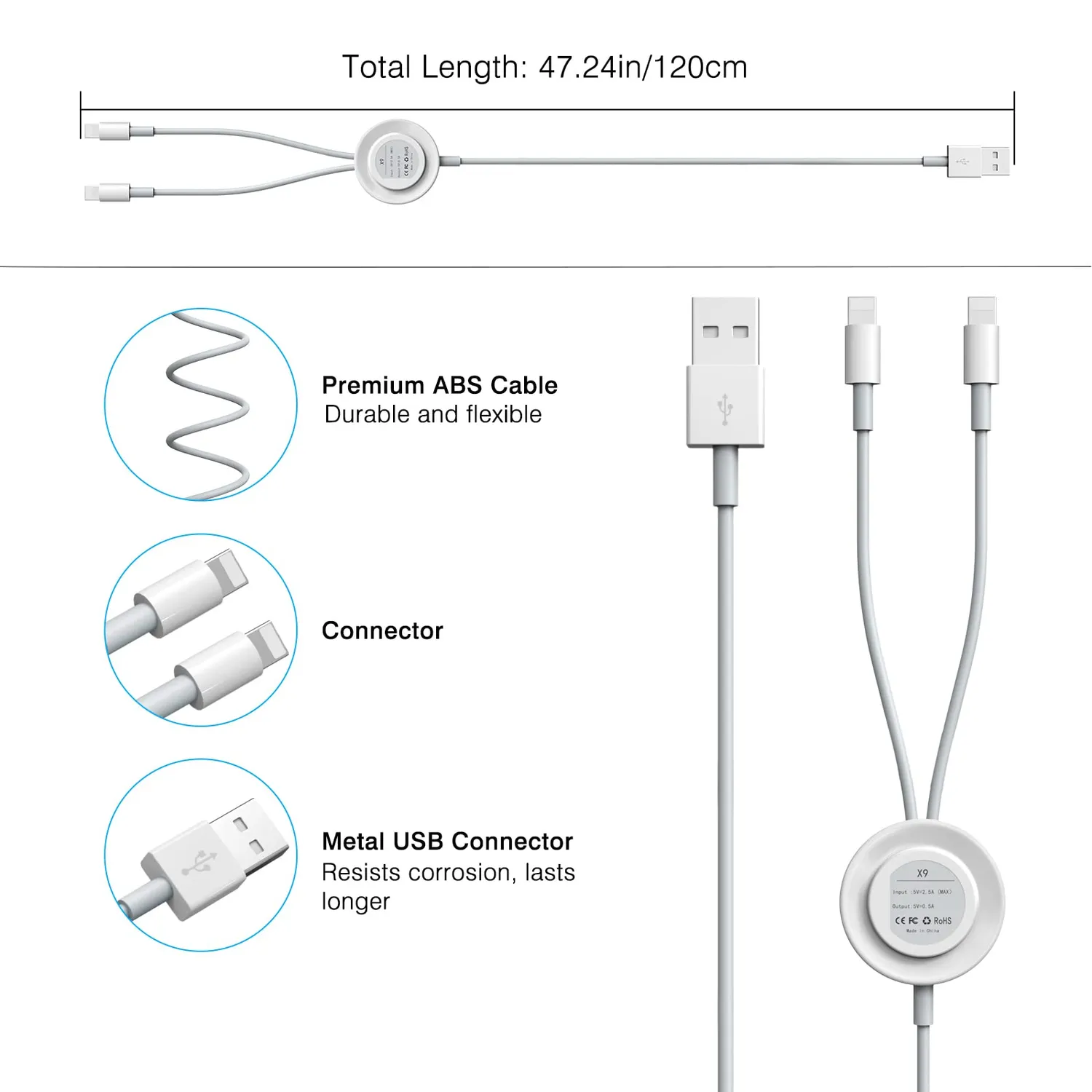 MoKo cavo caricatore 3in1 Apple Watch iPhone magnetico 1,2m