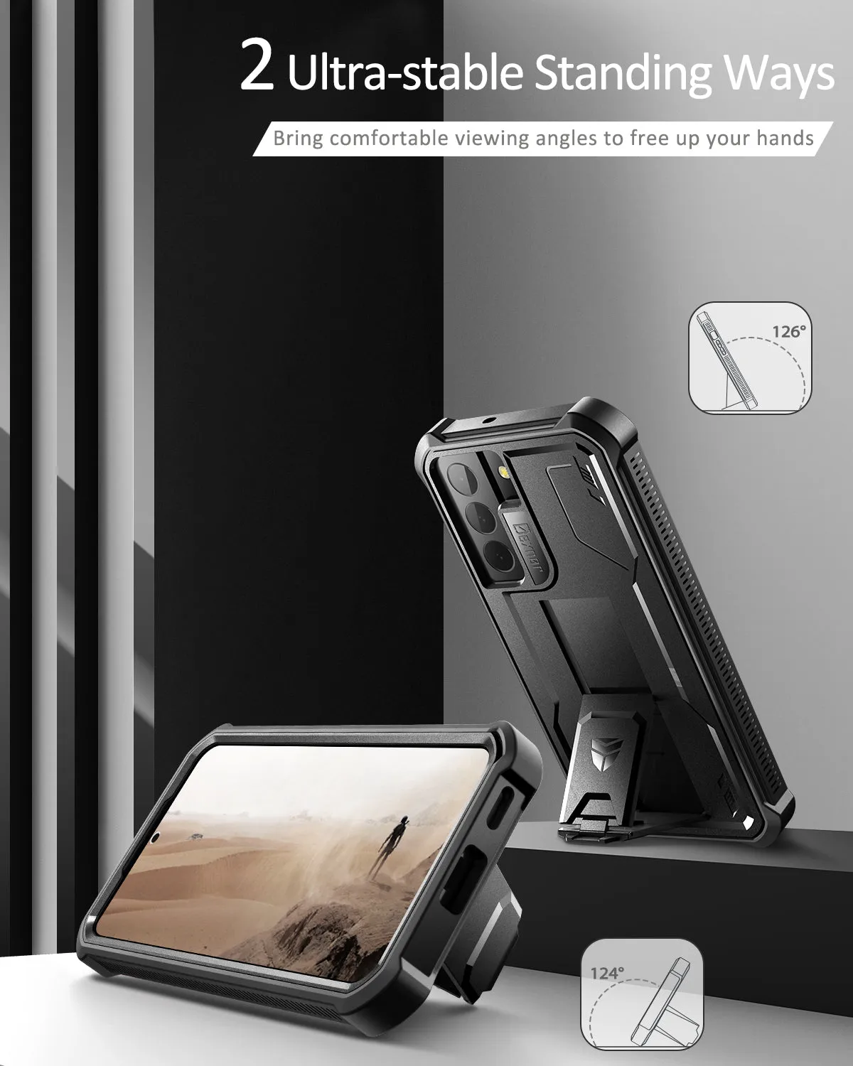 Dexnor Galaxy S22 Plus cover antishock nera kickstand