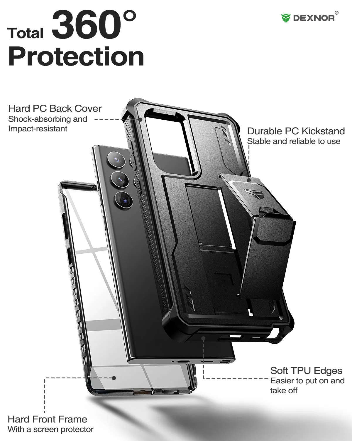 Dexnor Galaxy S22 Ultra Cover nera rugged