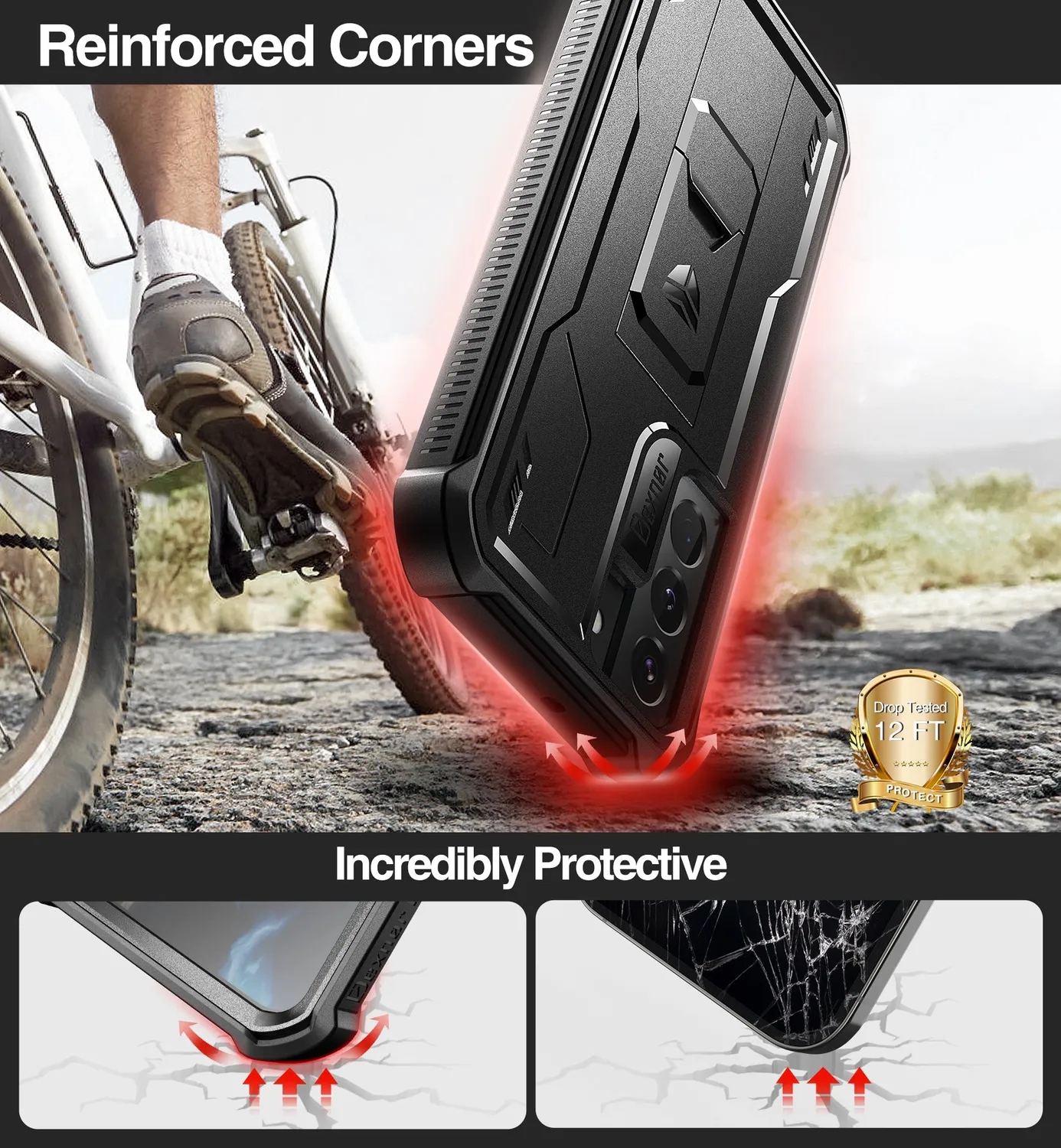Dexnor Cover Samsung Galaxy S22 5G Nera con Kickstand