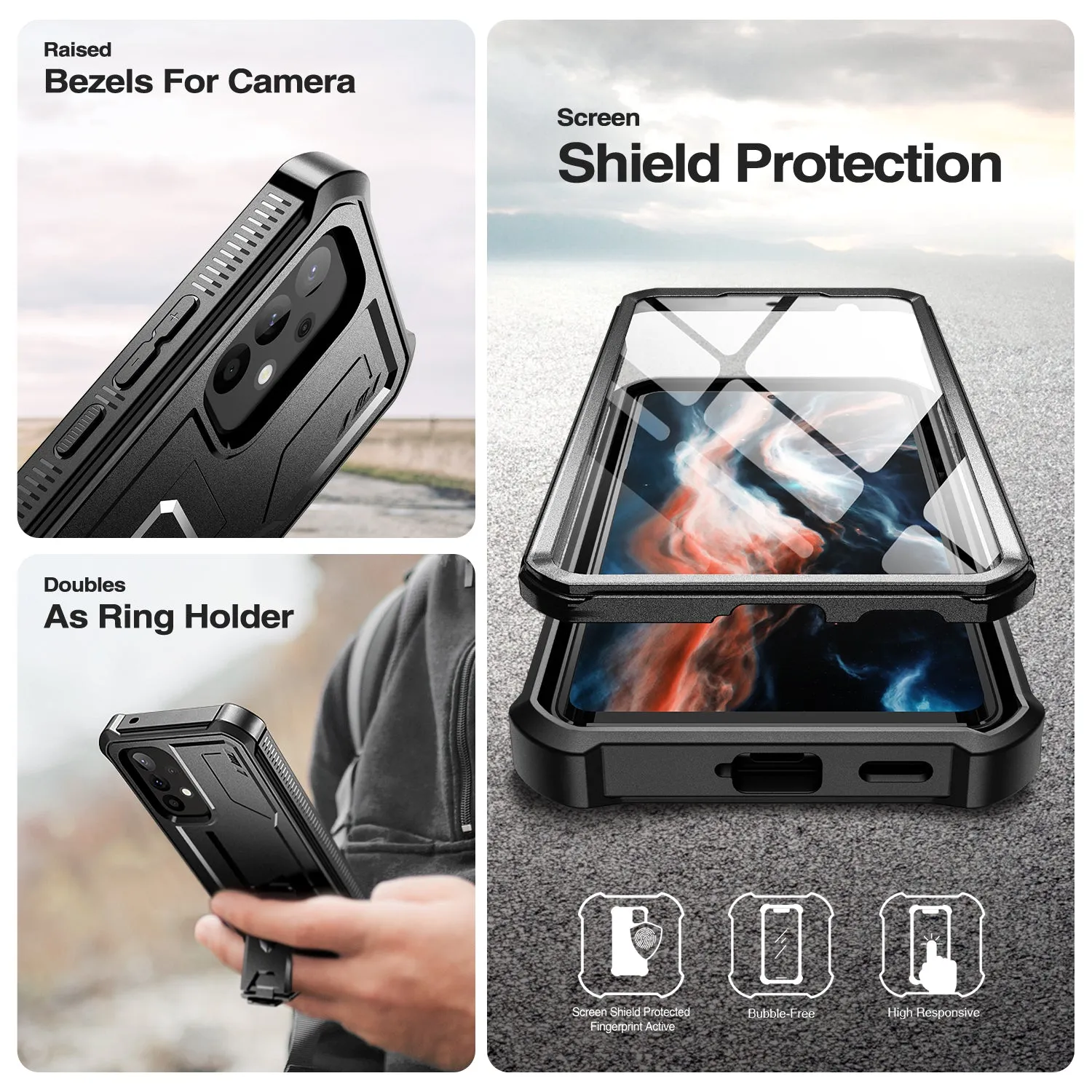 Dexnor Galaxy A53 5G cover nera antiurto con stand