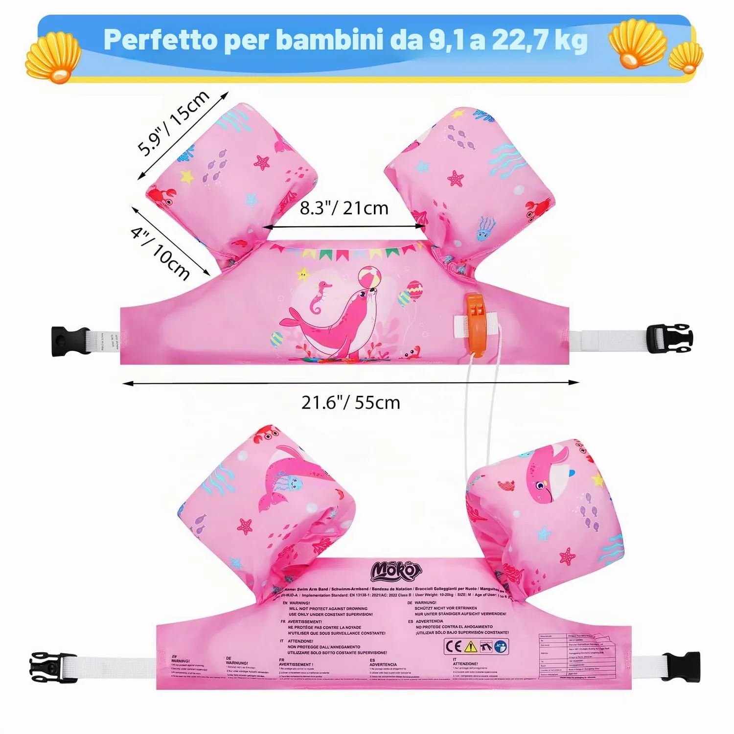 MoKo Gilet Nuoto Bambini Braccioli Aiuto Galleggiamento