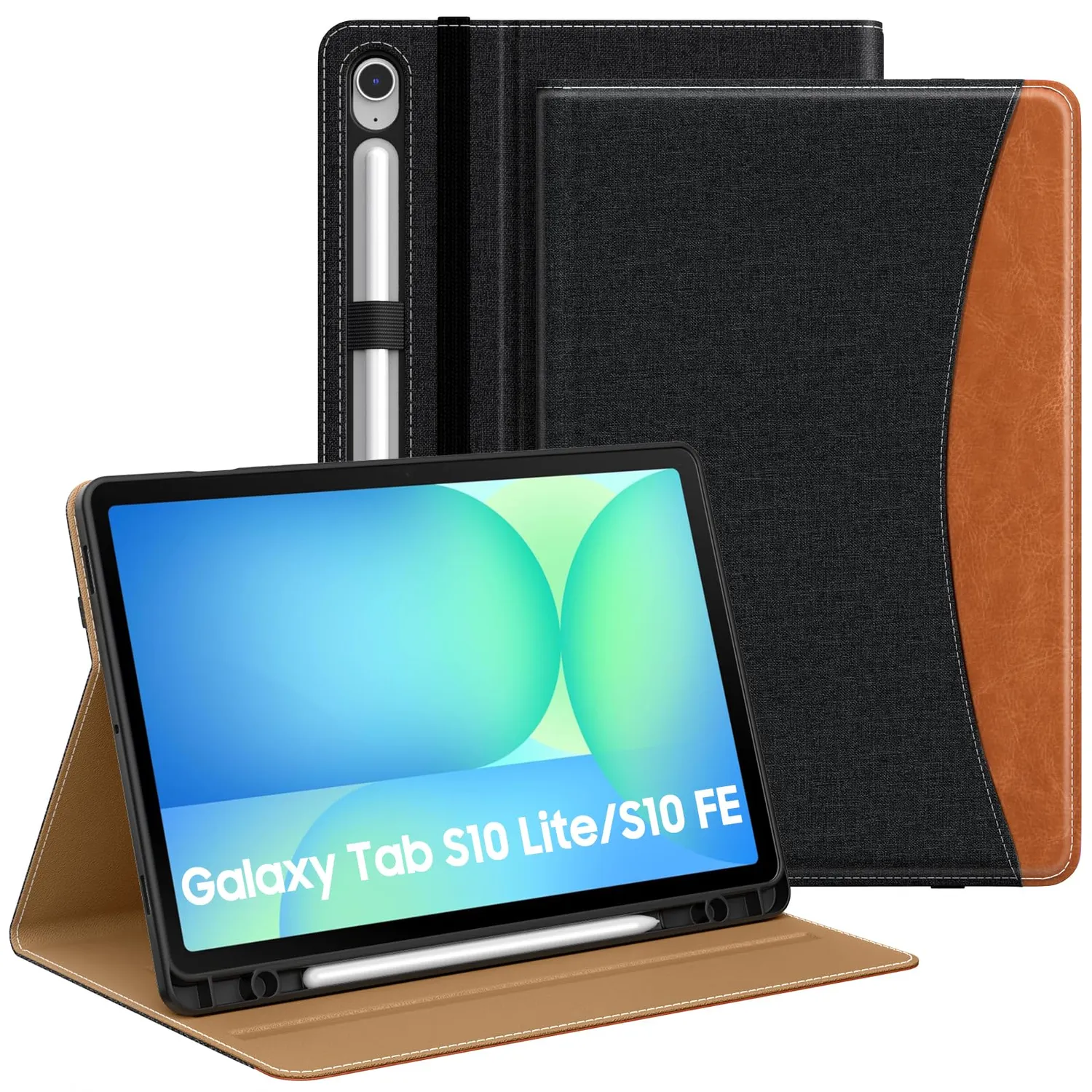 MoKo Cover Samsung Tab S10 Lite/S10 FE Denim Blu Marrone