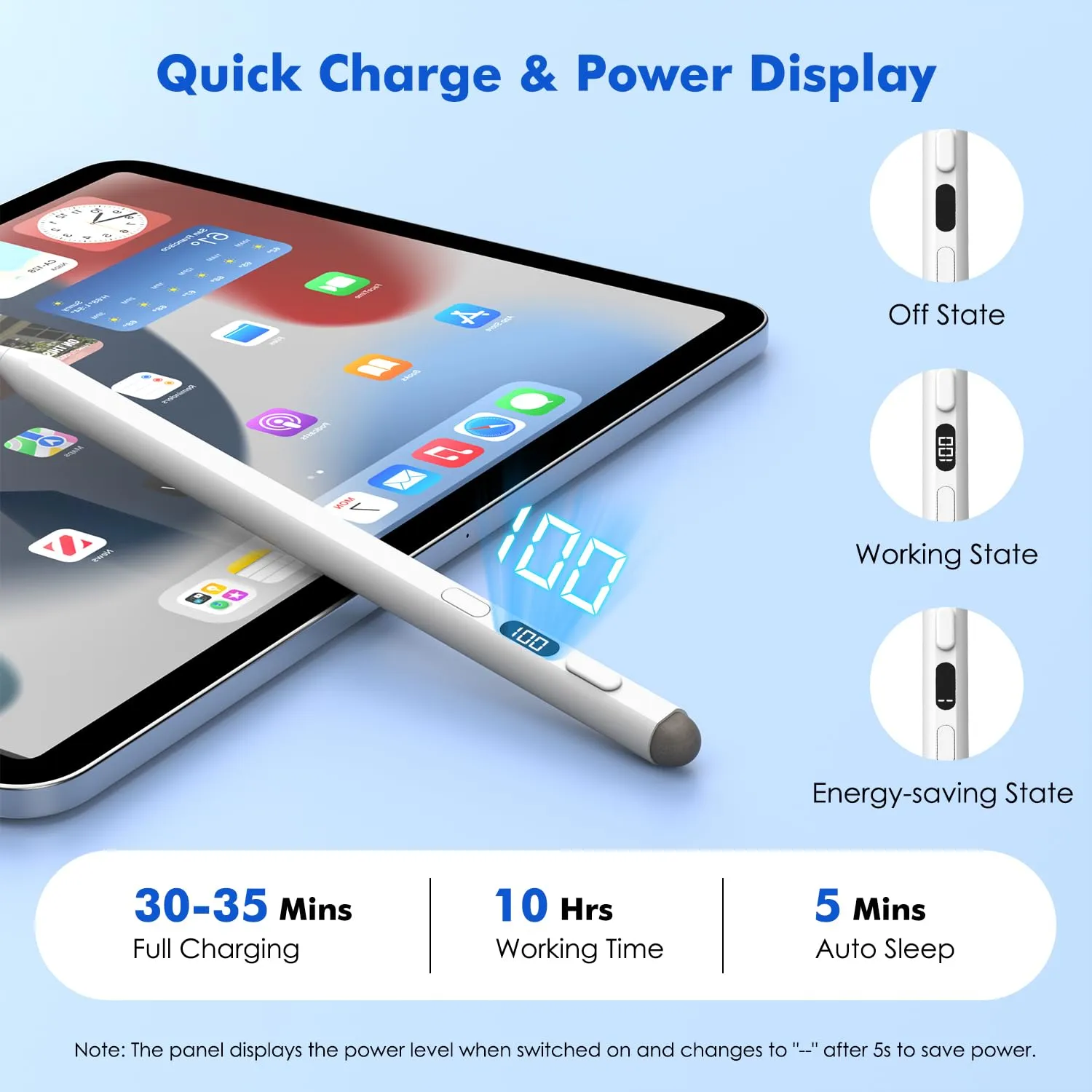 MoKo penna stilo iPad doppia punta bianca USB-C 10 ore