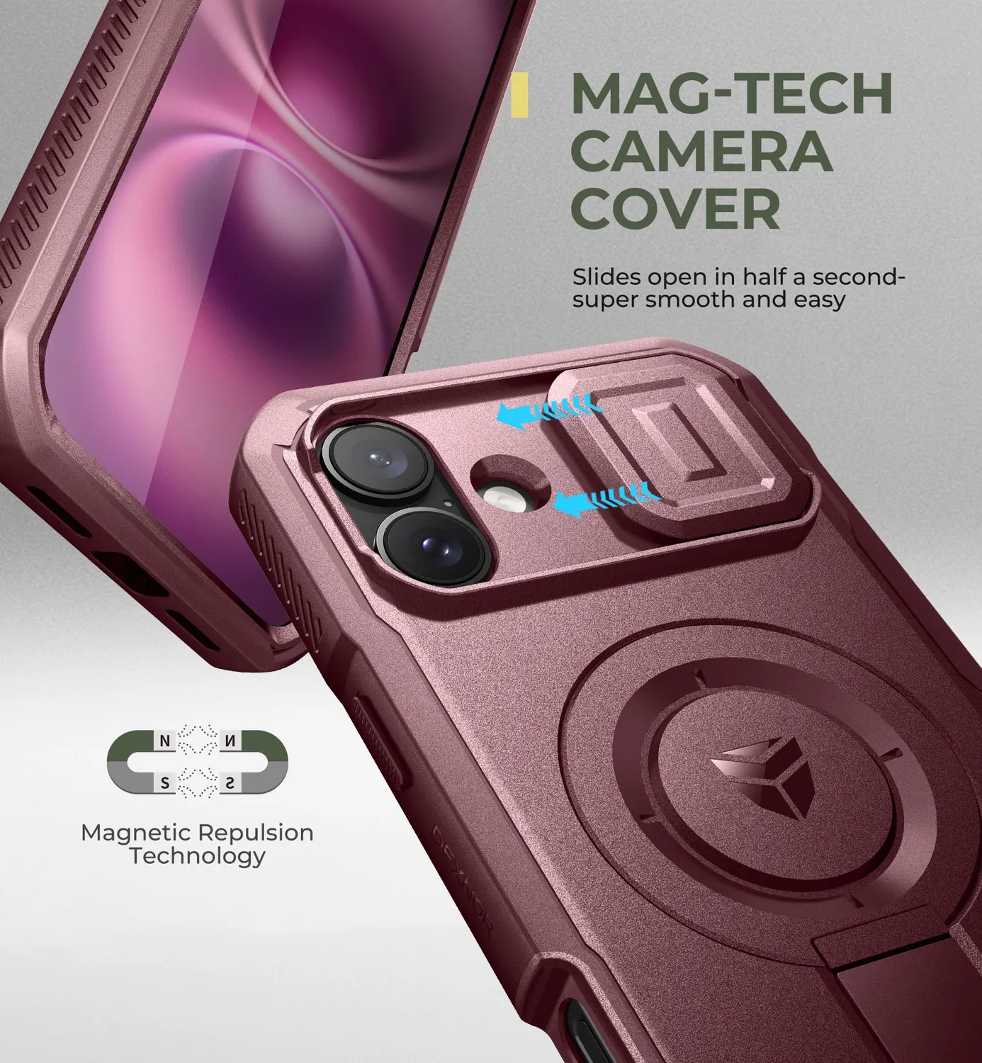 Dexnor iPhone 16 Plus custodia rossa MagSafe rugged