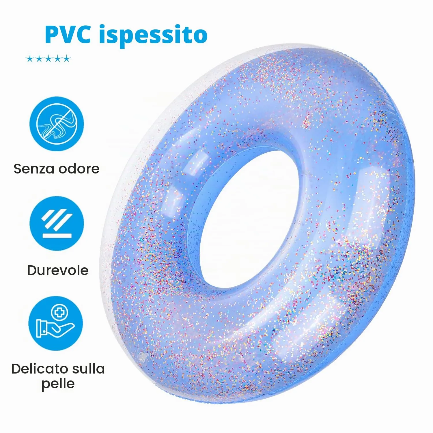 MoKo Ciambella da Nuoto Paillettes Salvagente 90 cm Glitter